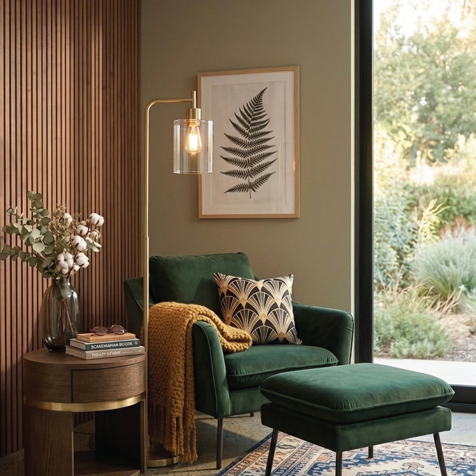 Liza 1-Light Arched Floor Lamp, Lifestyle View.