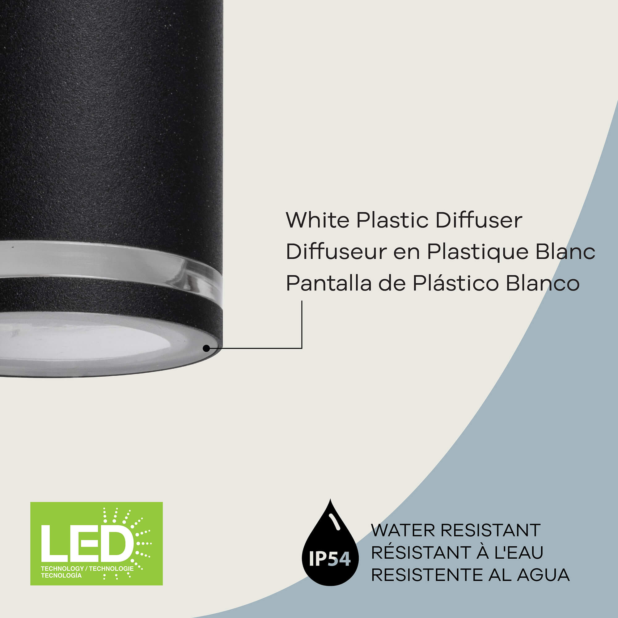 Teico LED Wall Sconce in Black, Attribute Detail View 1.