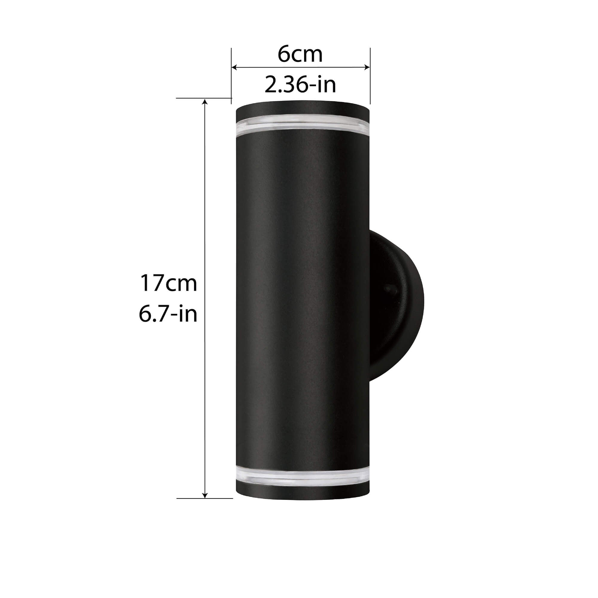 Teico LED Wall Sconce in Black, Dimensions Diagram.