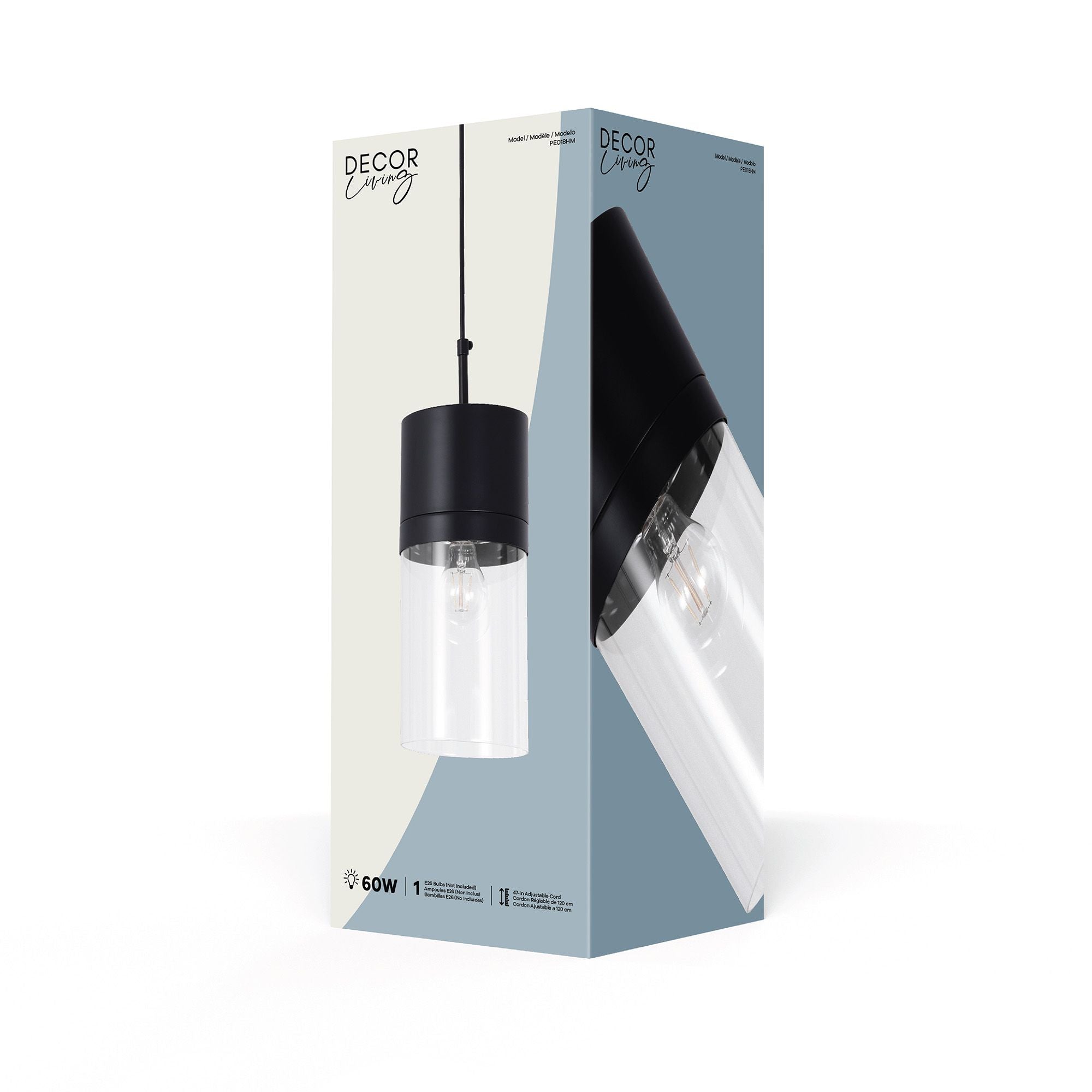 Athena Pendant in 1-Light / Matte Black, Packaging View.