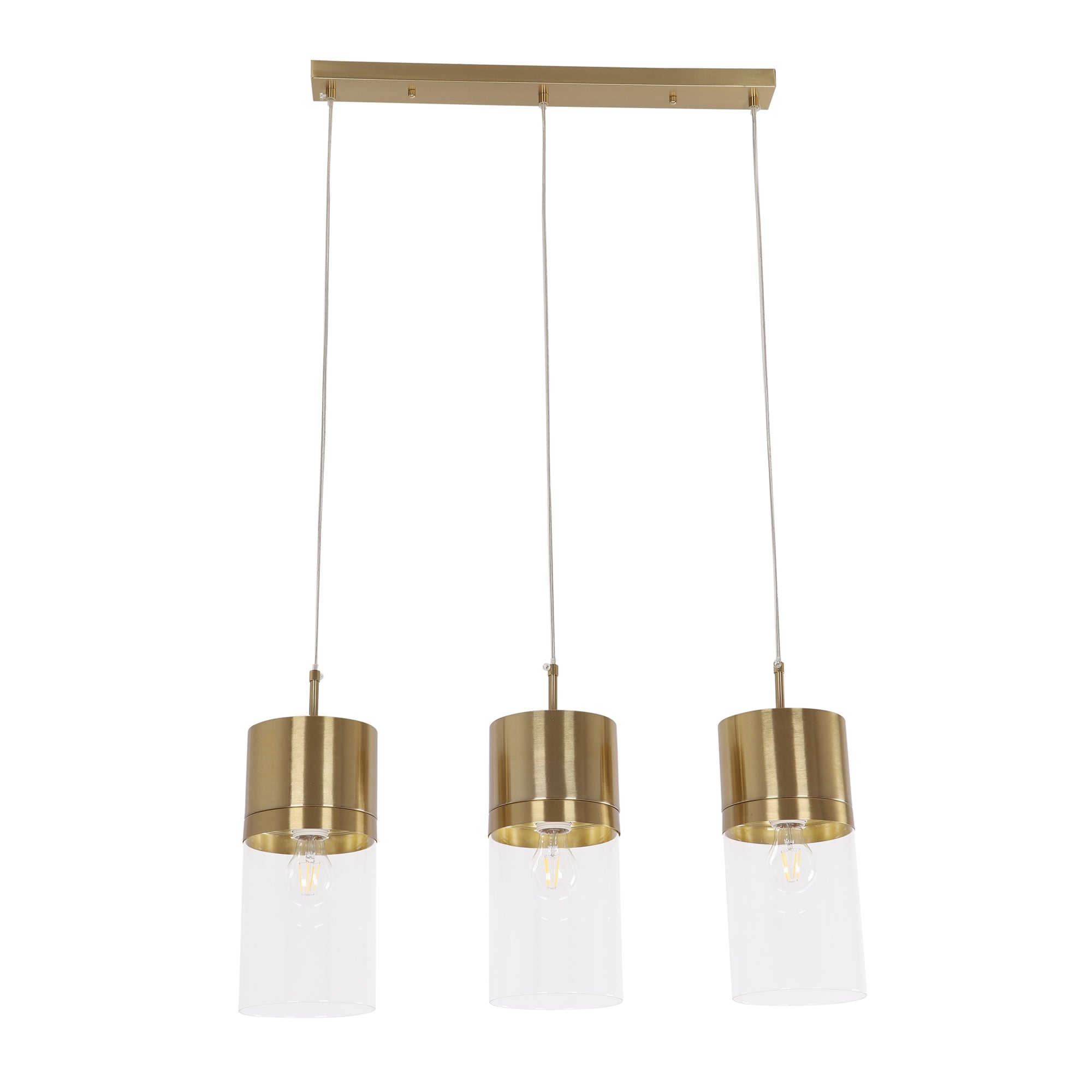 Athena Pendant in 3-Light / Gold, three-quarter view.