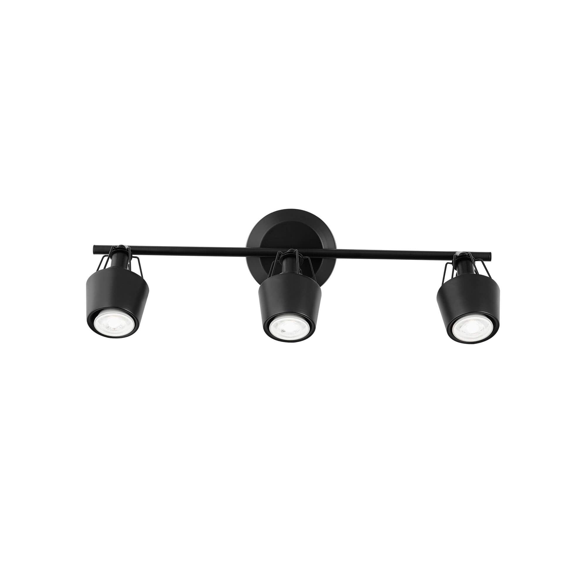 Lorca Track Lighting in 3-Light, Front View.