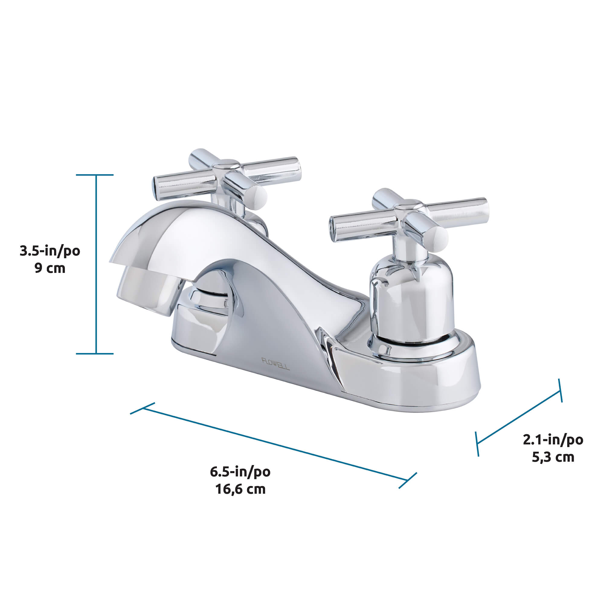 Fonzi 2-Handle Bathroom Faucet, Dimensions Diagram.