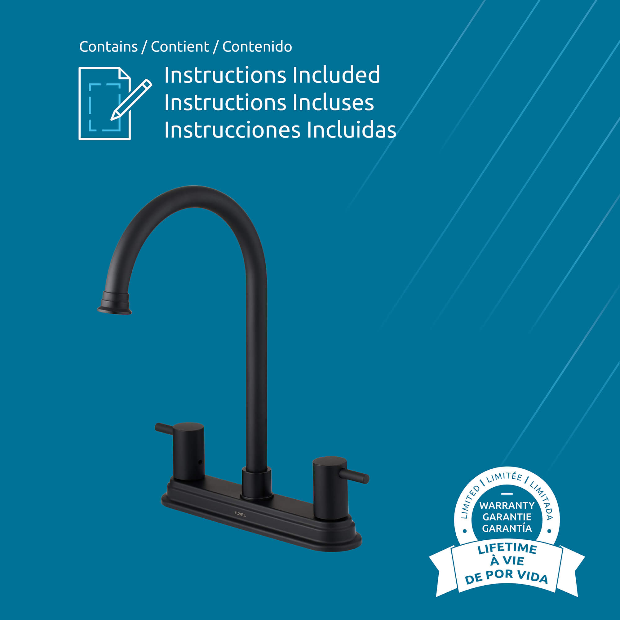Sophia 2-Handle Kitchen Faucet in Matte Black, Attribute Detail View 1.