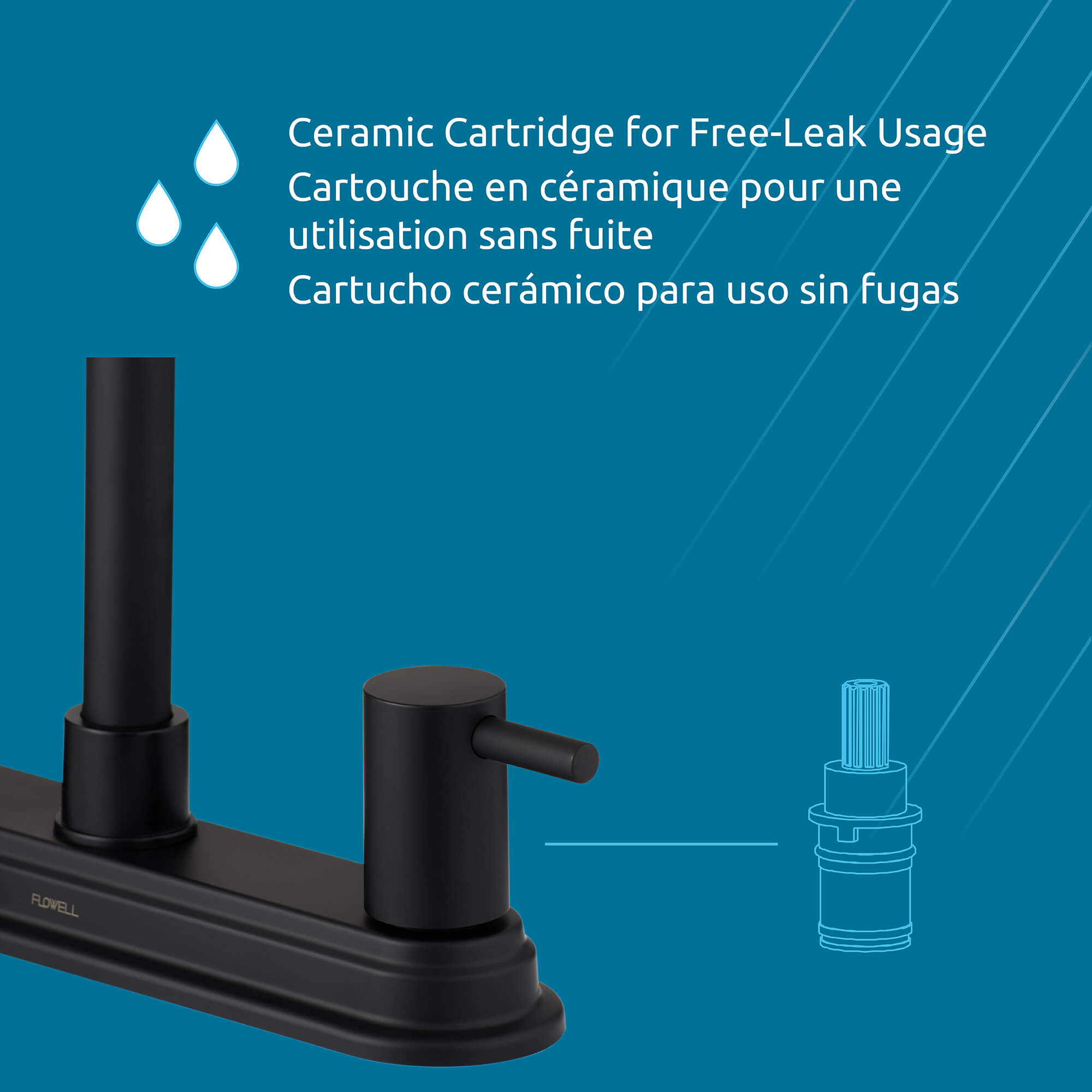 Sophia 2-Handle Kitchen Faucet in Matte Black, Attribute Detail View 3.