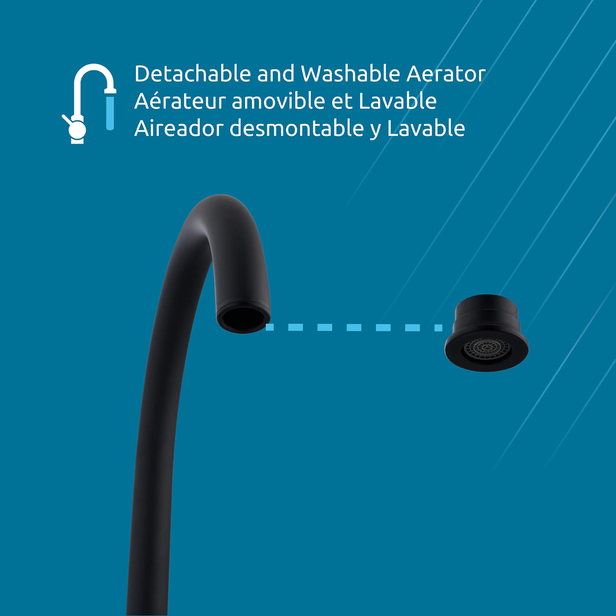 Sophia 2-Handle Kitchen Faucet in Matte Black, Attribute Detail View 4.