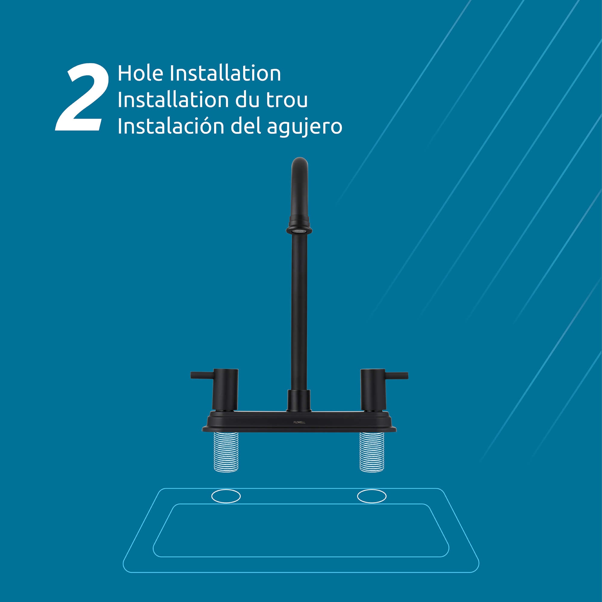 Sophia 2-Handle Kitchen Faucet in Matte Black, Attribute Detail View 5.