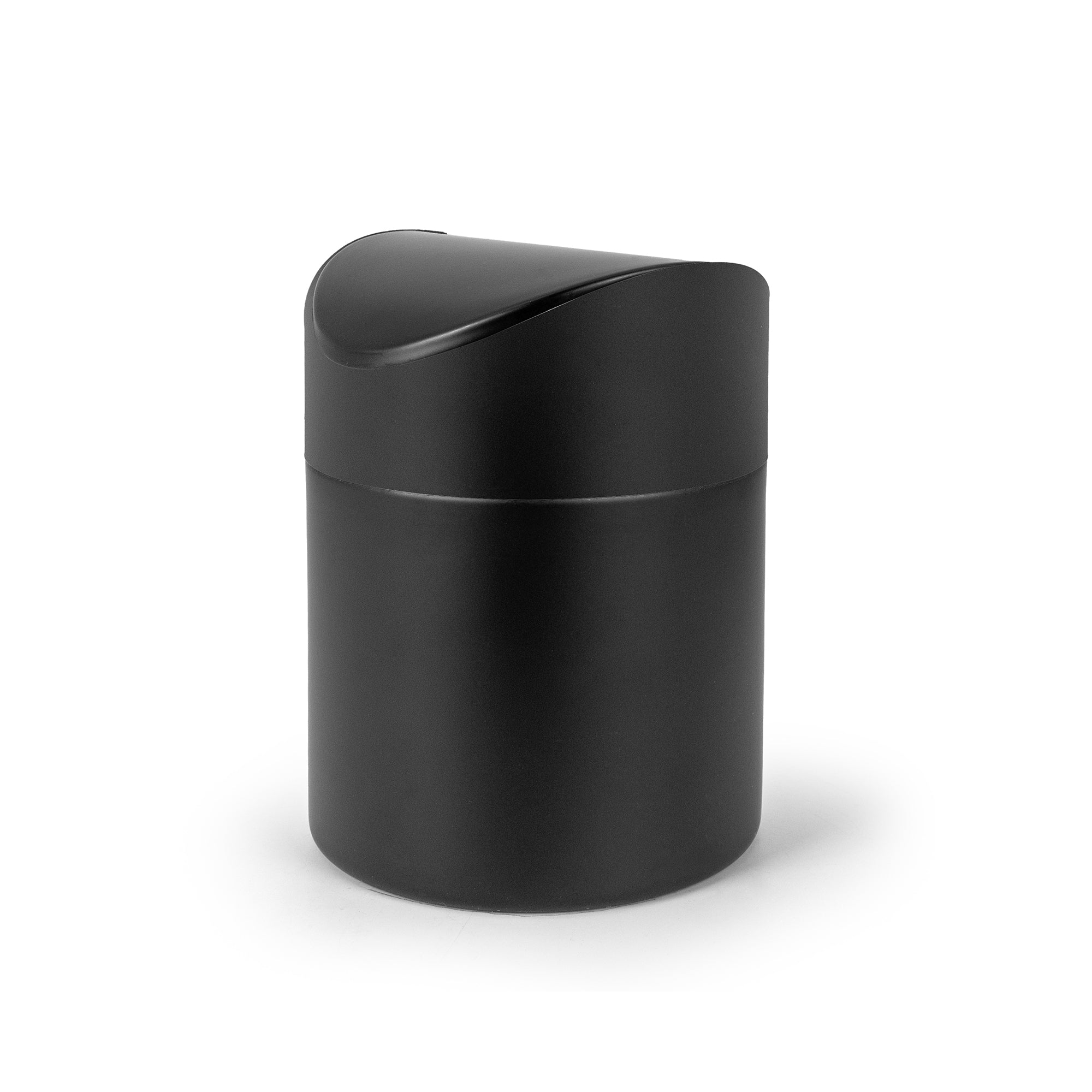 Lex 1.5L Waste Bin in Matte Black, Three-Quarter View.