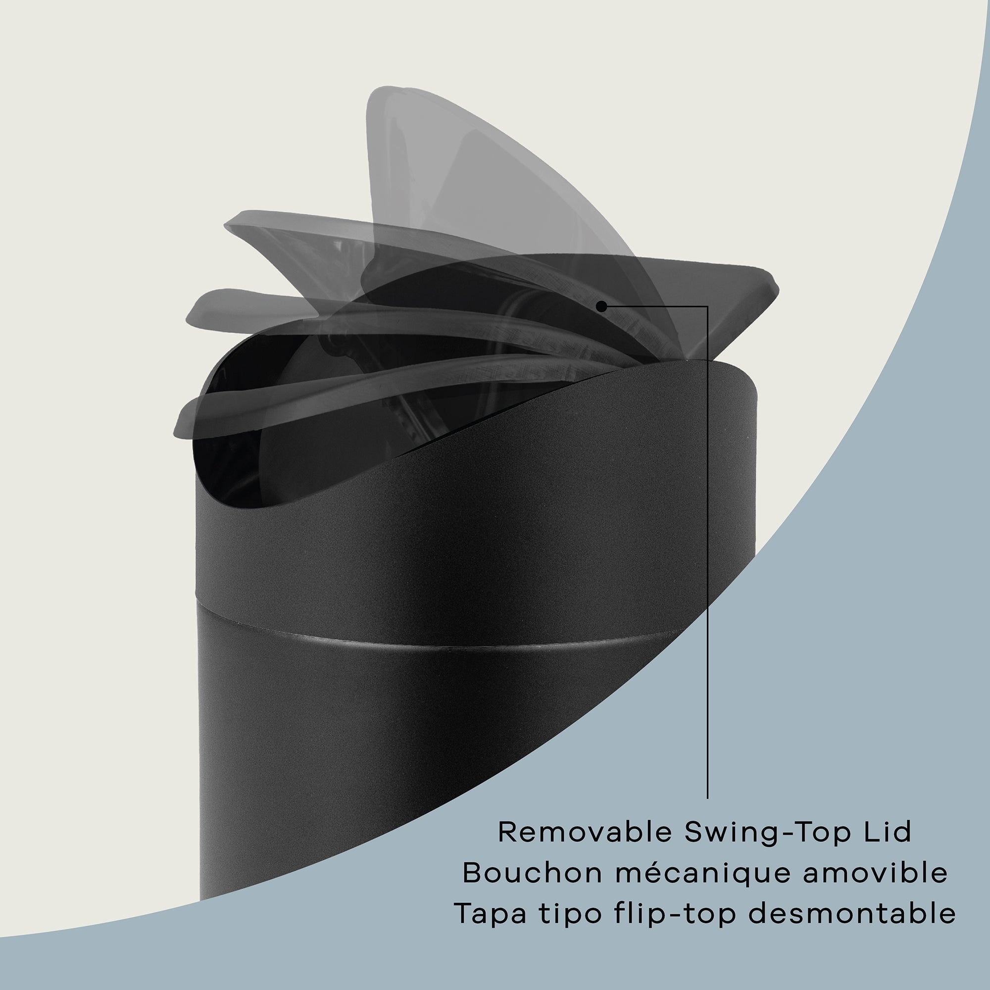 Lex 1.5L Waste Bin in Matte Black, Attribute Detail View 1.