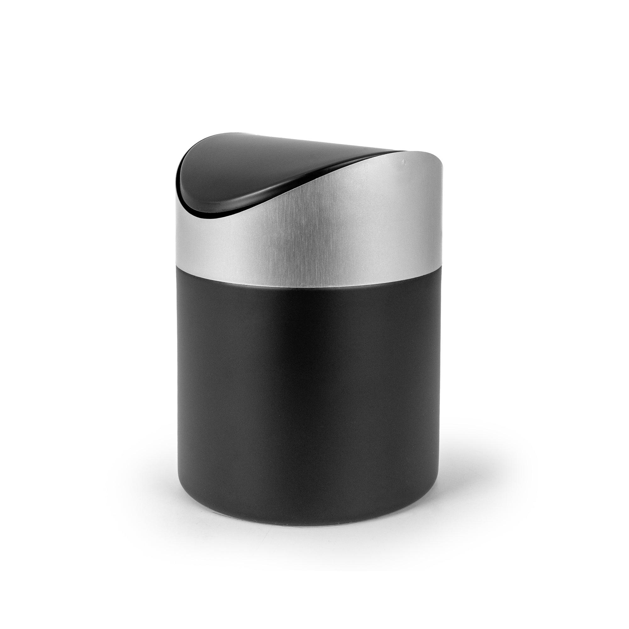 Lex 1.5L Waste Bin in Soft Touch Black, Three-Quarter View.