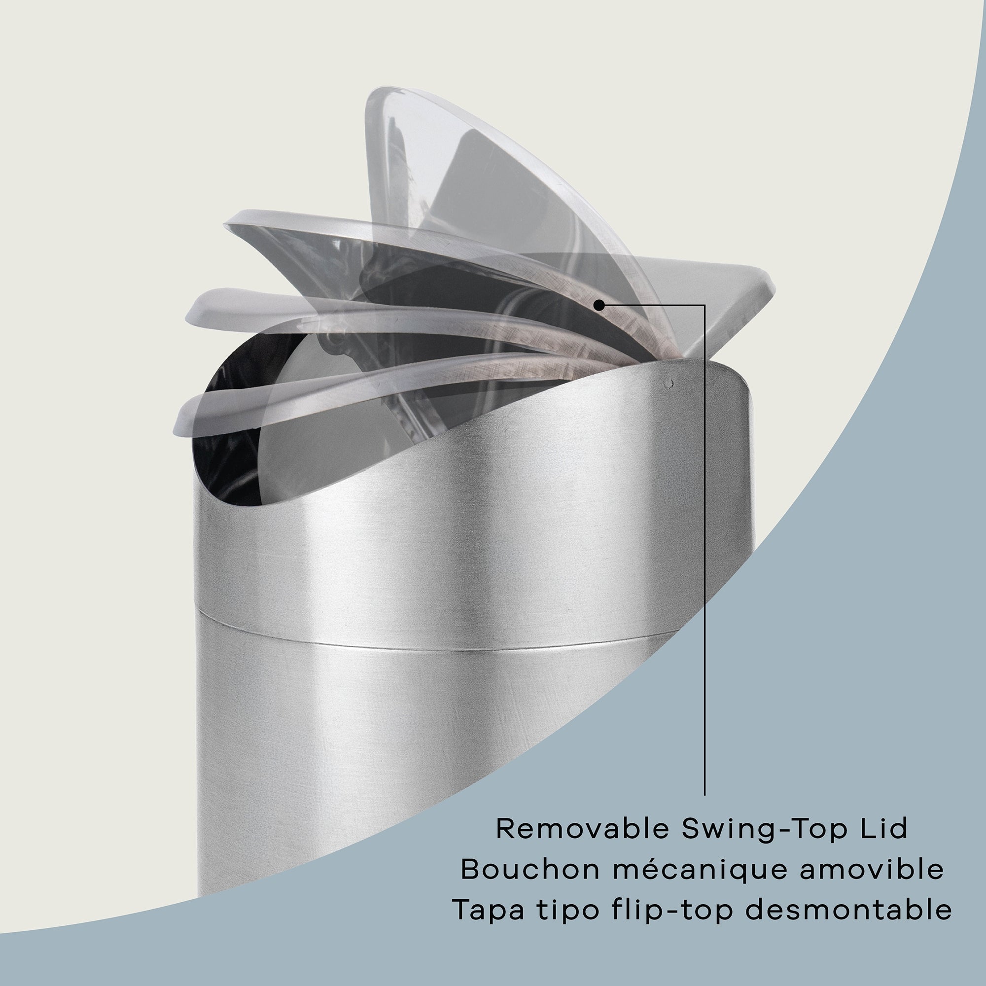 Lex 1.5L Waste Bin in Satin Nickel, Attribute Detail View 1.
