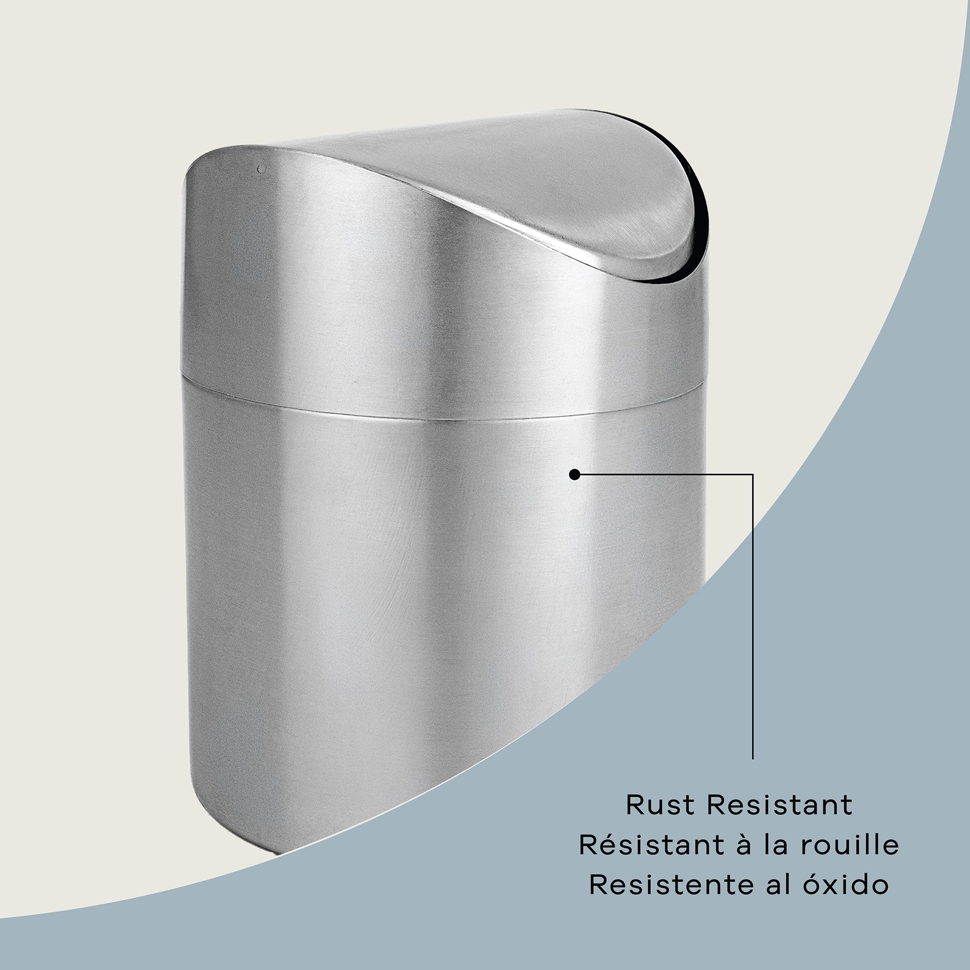 Lex 1.5L Waste Bin in Satin Nickel, Attribute Detail View 3.