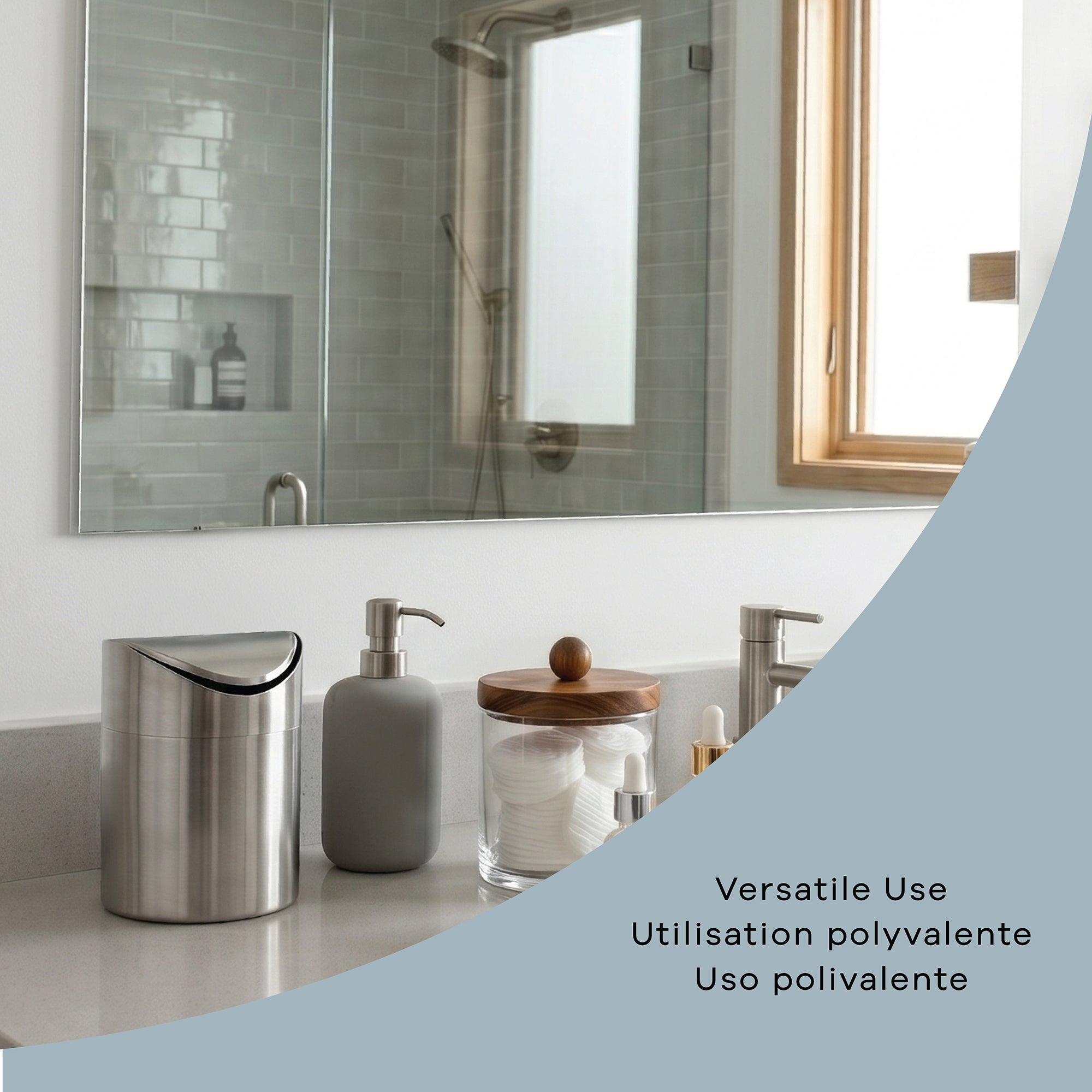 Lex 1.5L Waste Bin in Satin Nickel, Attribute Detail View 4.