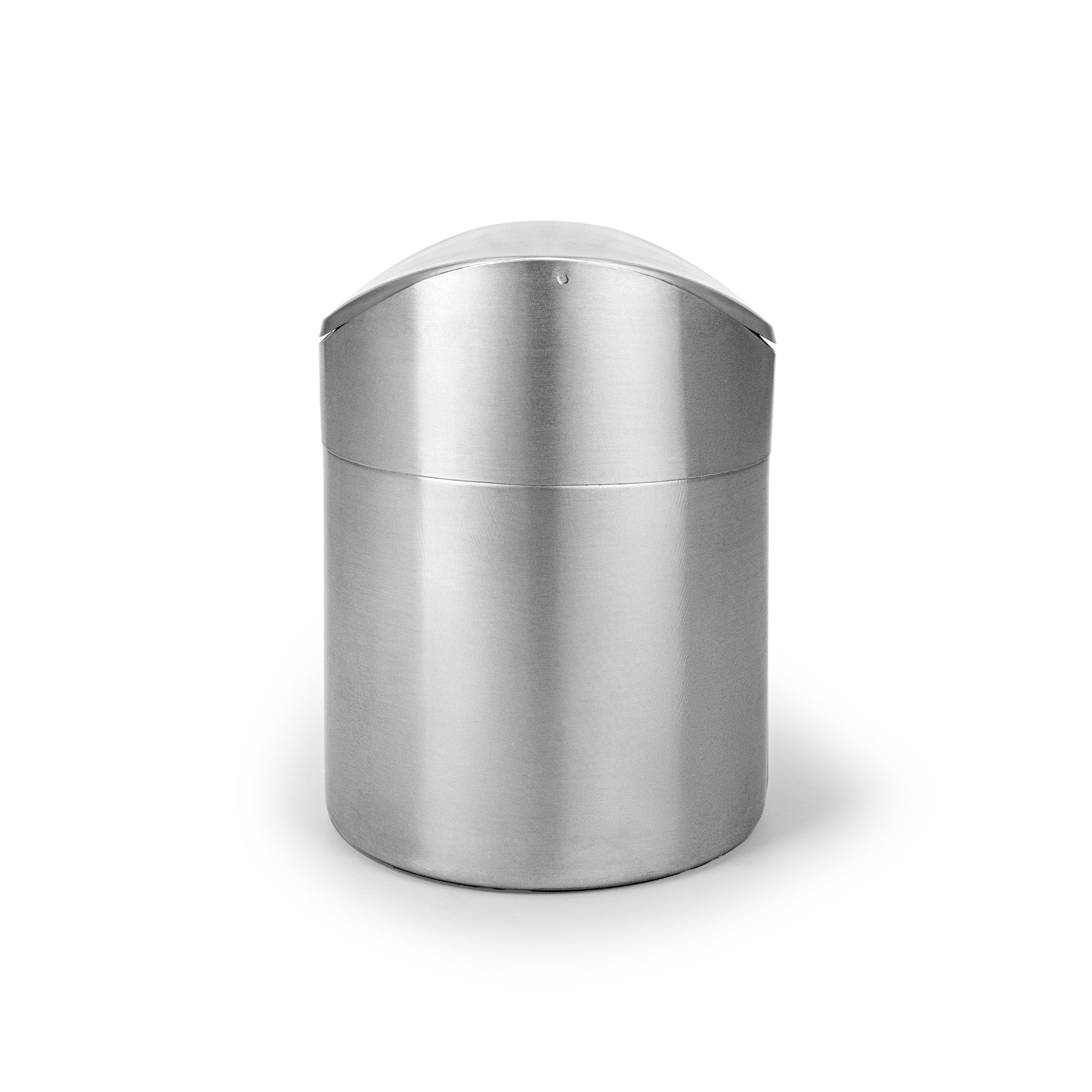 Lex 1.5L Waste Bin in Satin Nickel, Side View.