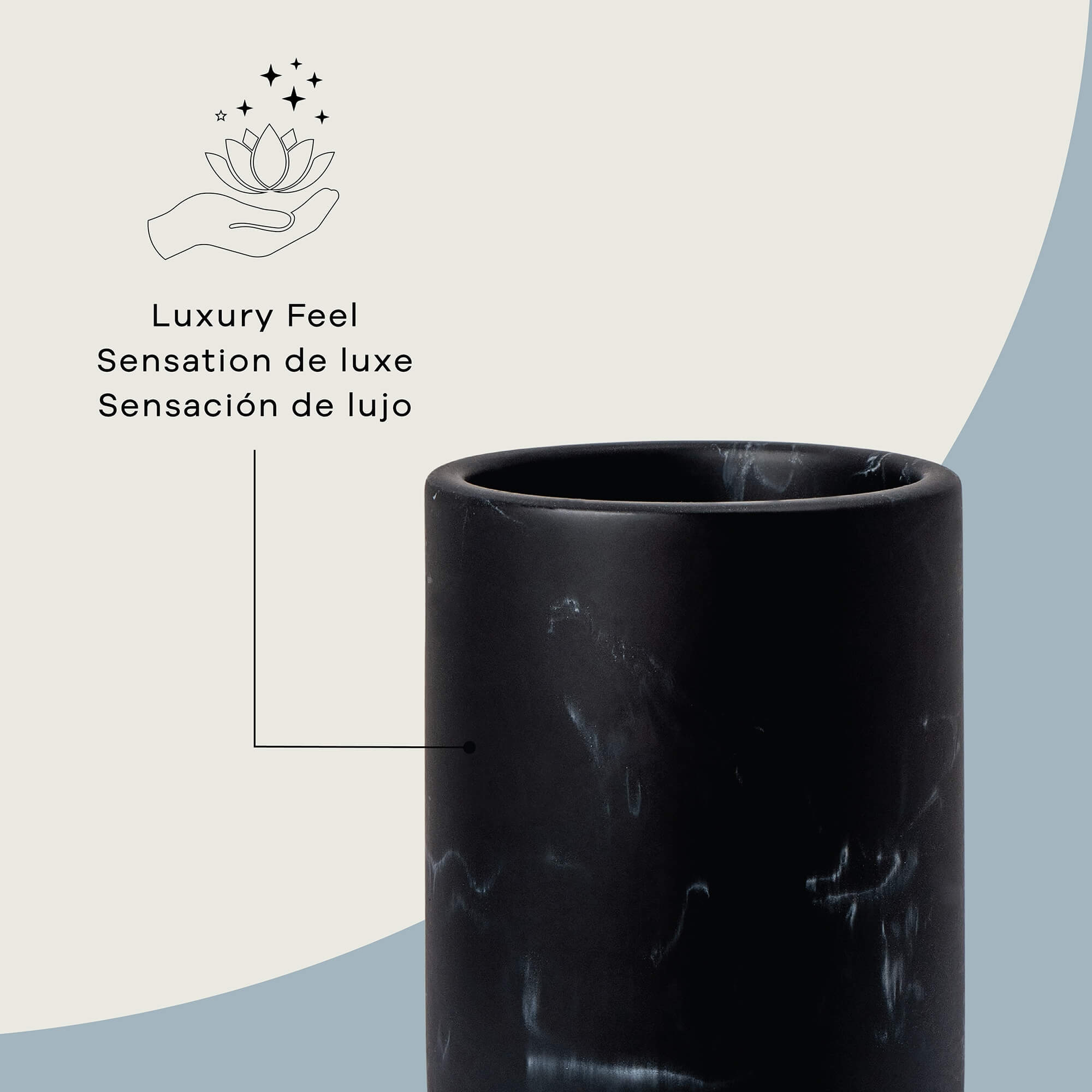 Zoe 3pc Marble Bath Set in Marble Black, alternate detail view 2.