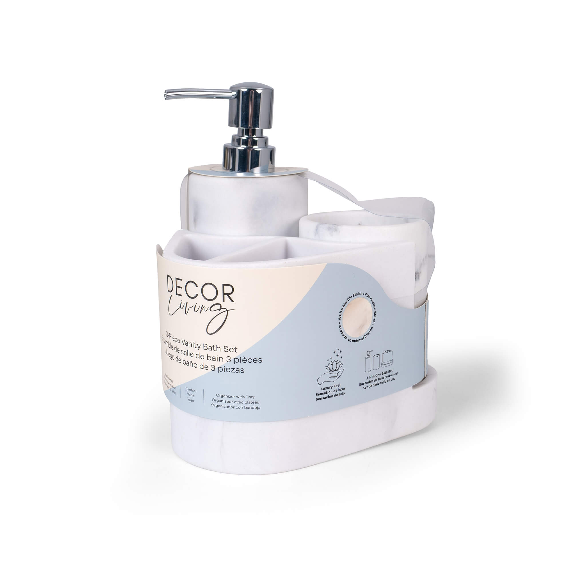 Zoe 3pc Marble Bath Set
