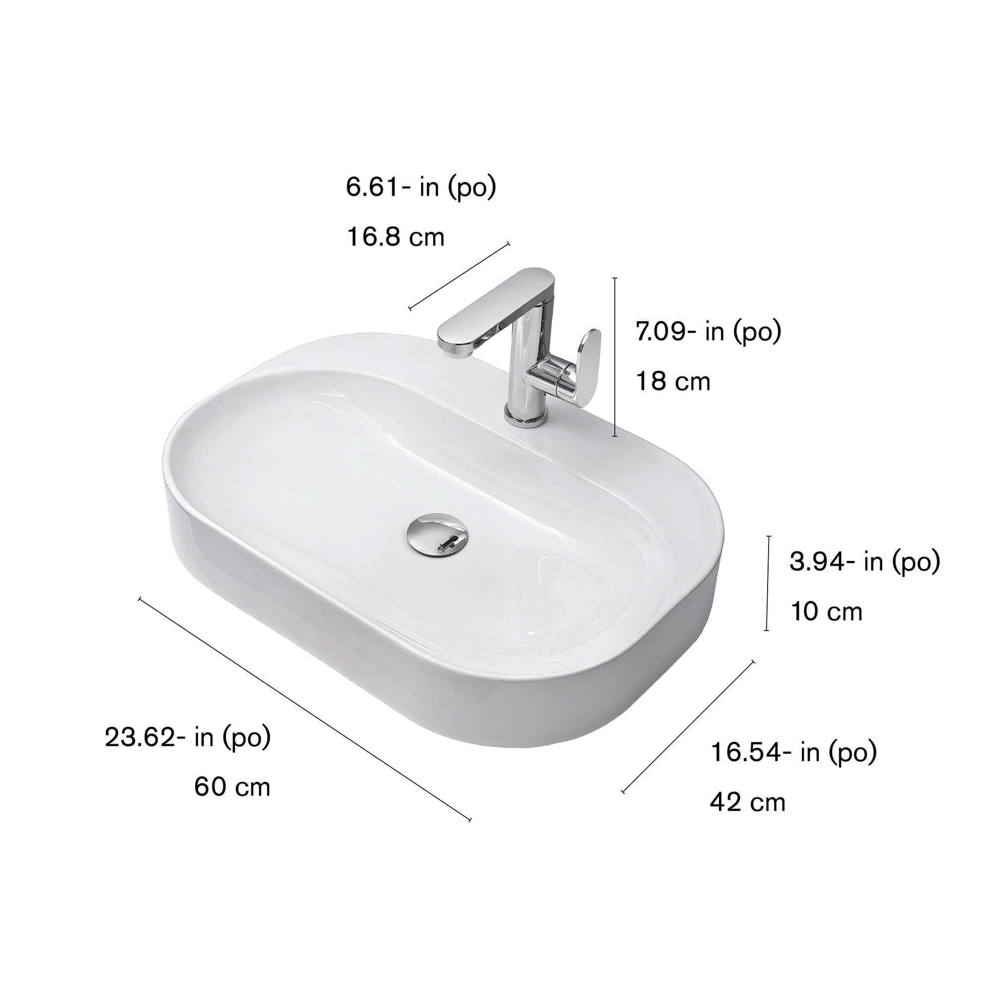 Willow Set White Ceramic Basin & Single Handle Bathroom Faucet & Pop-Up Drain