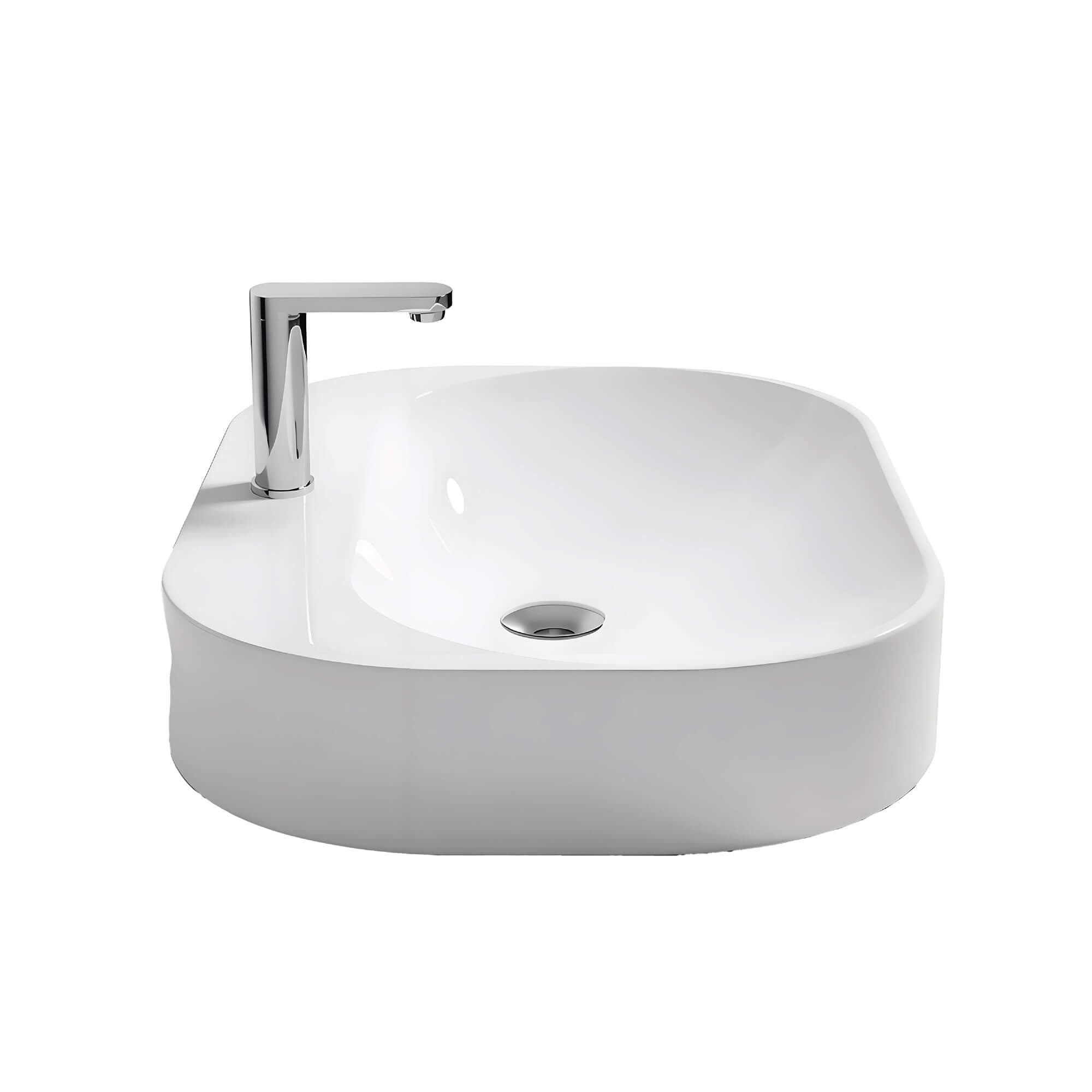 Willow Set White Ceramic Basin & Single Handle Bathroom Faucet & Pop-Up Drain
