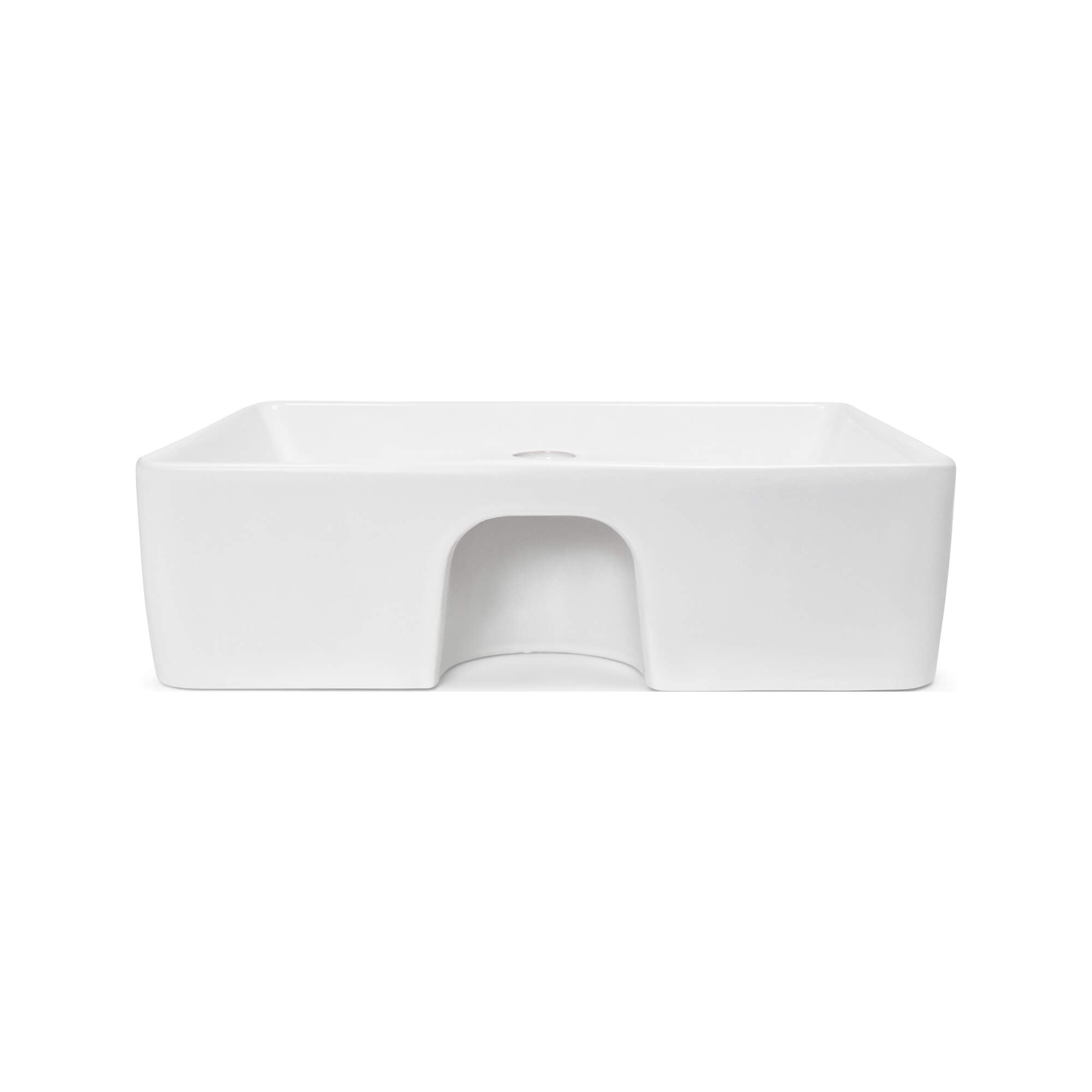 Alia Rectangular Ceramic Basin, Back View.