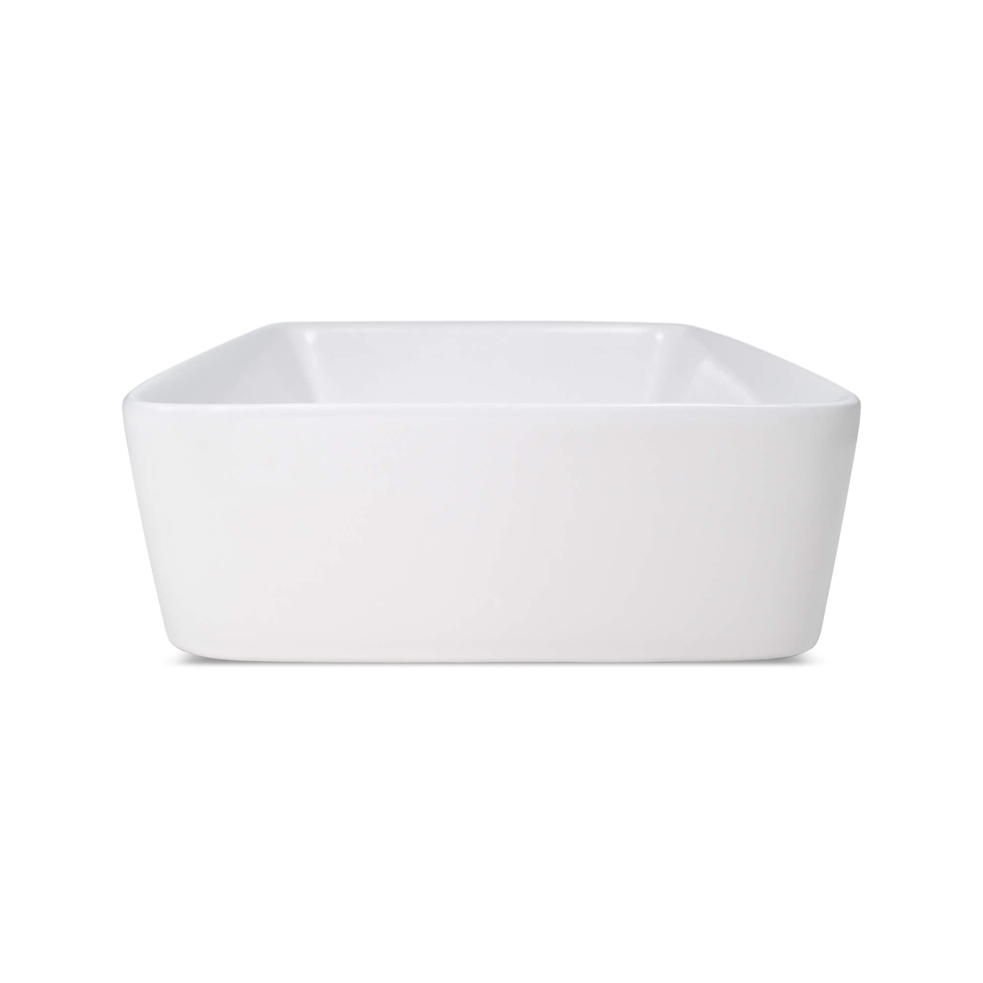 Jax Rectangular Ceramic Basin, Side View.