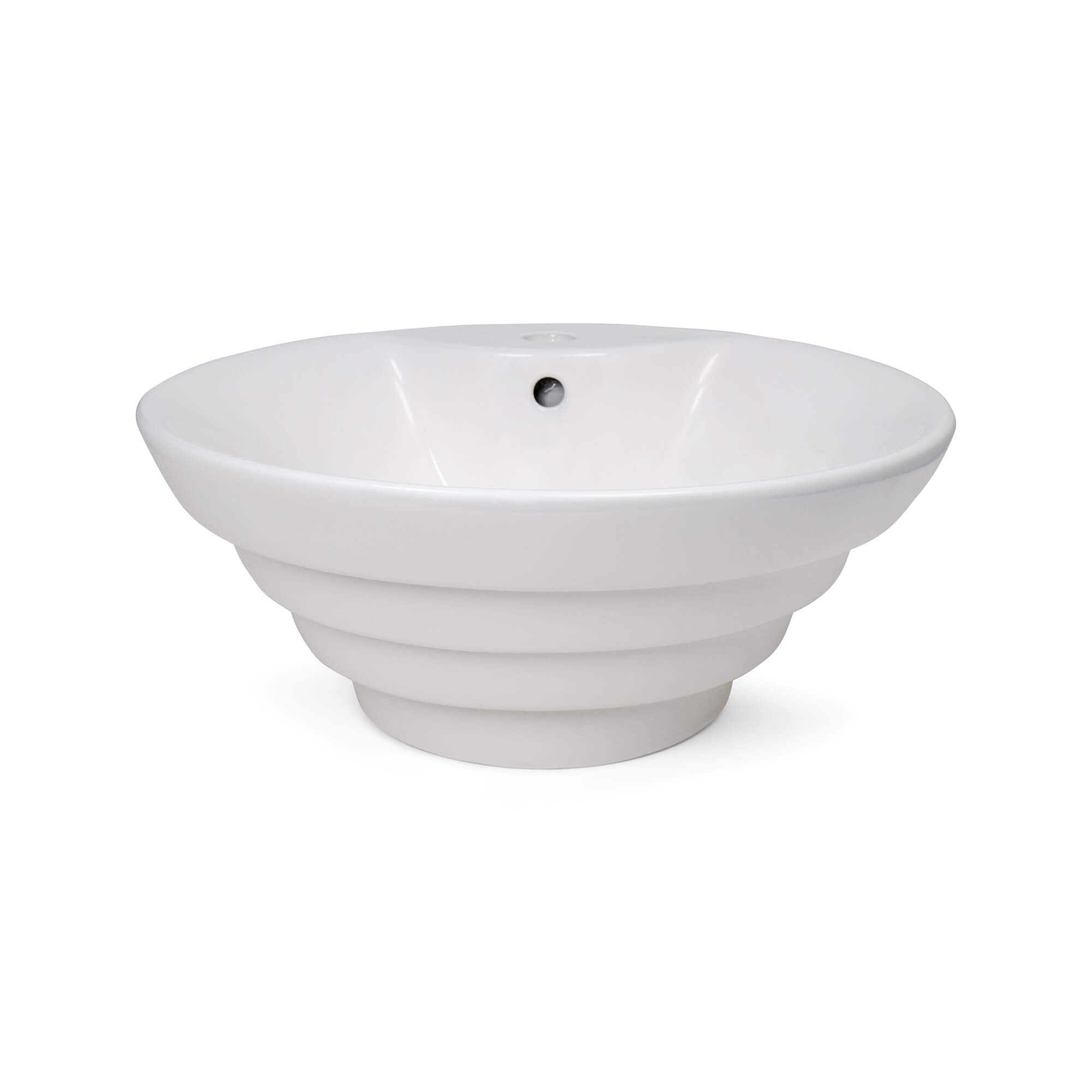 Petra Rounded Ceramic Basin, Front View.