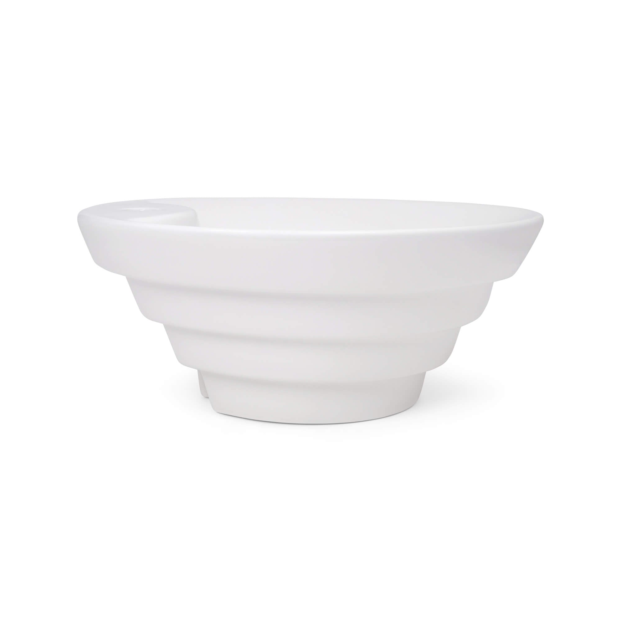 Petra Rounded Ceramic Basin, Side View.