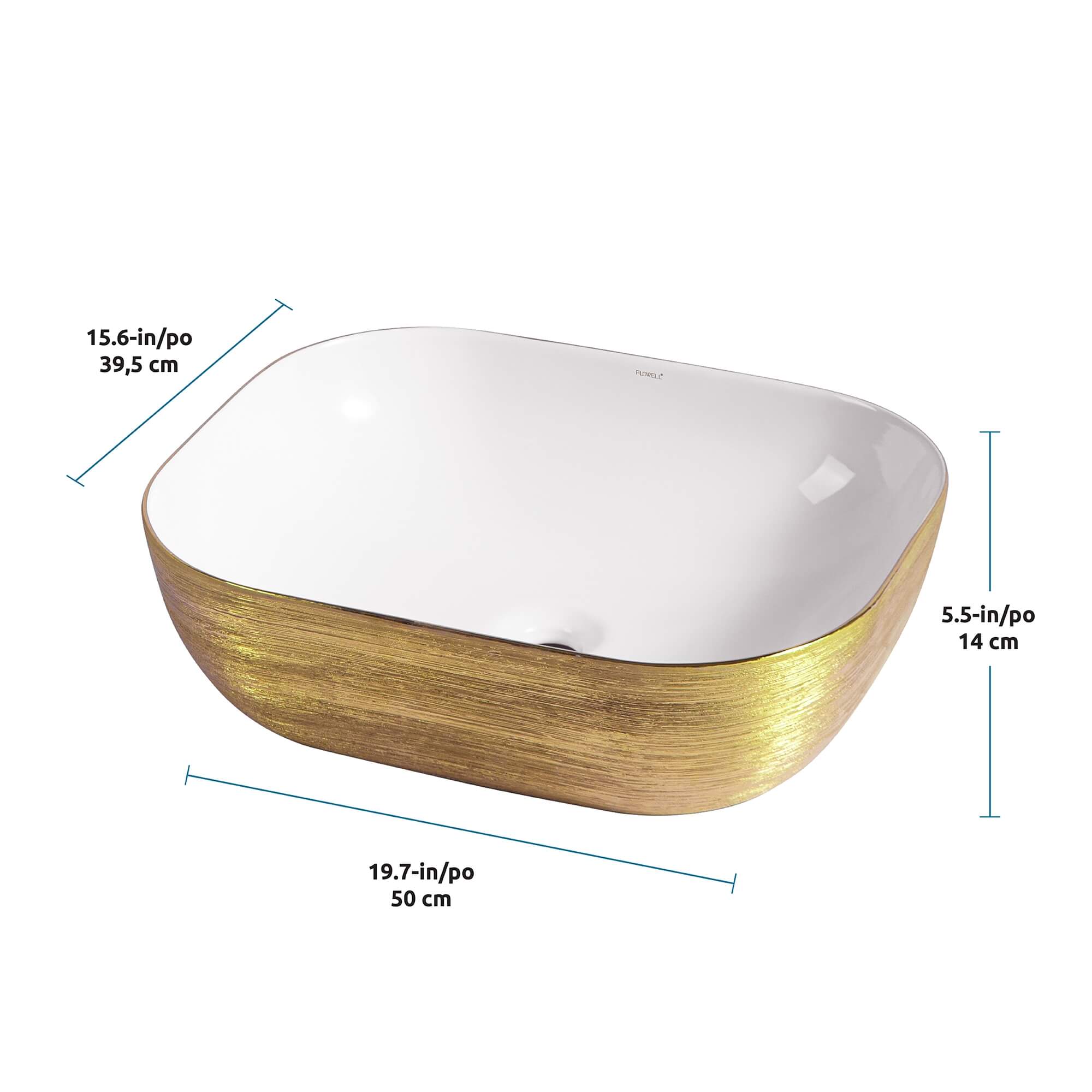 Rodas Ceramic Basin, dimensions diagram.