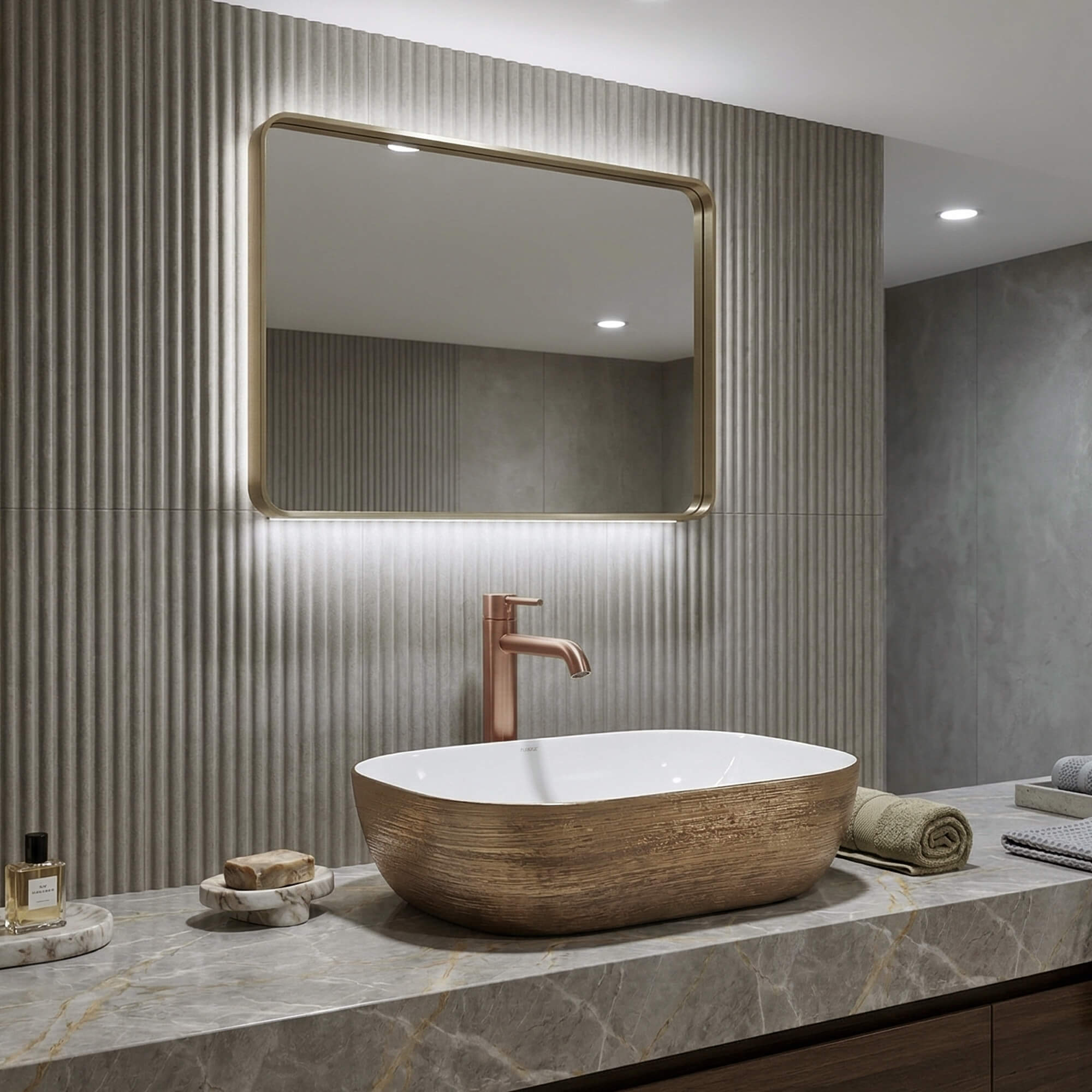 Rodas Ceramic Basin, lifestyle view.