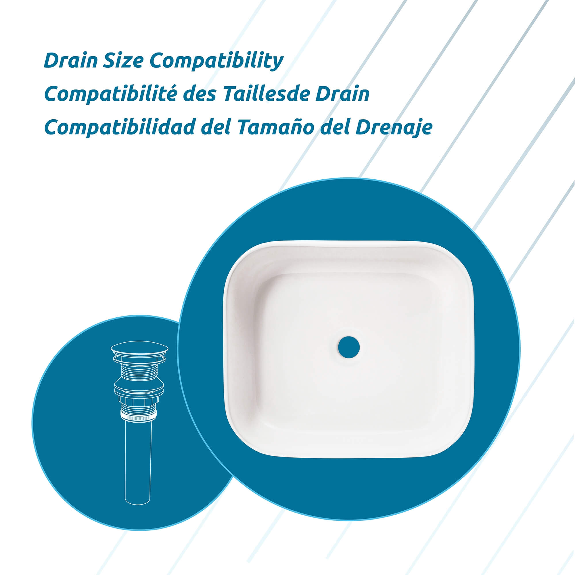 Ravenna Square Ceramic Basin, alternate detail view 2.