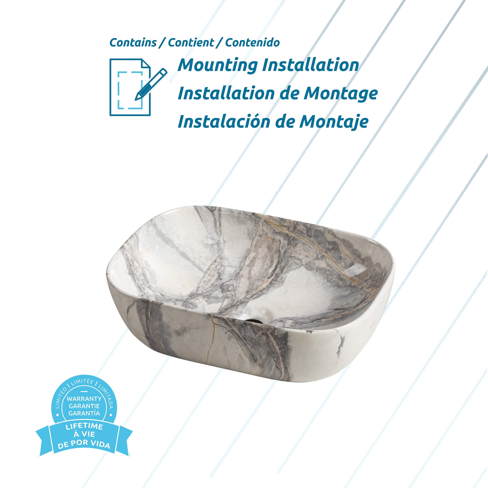Hydra Rounded Rectangular Ceramic Basin, alternate detail view 1.