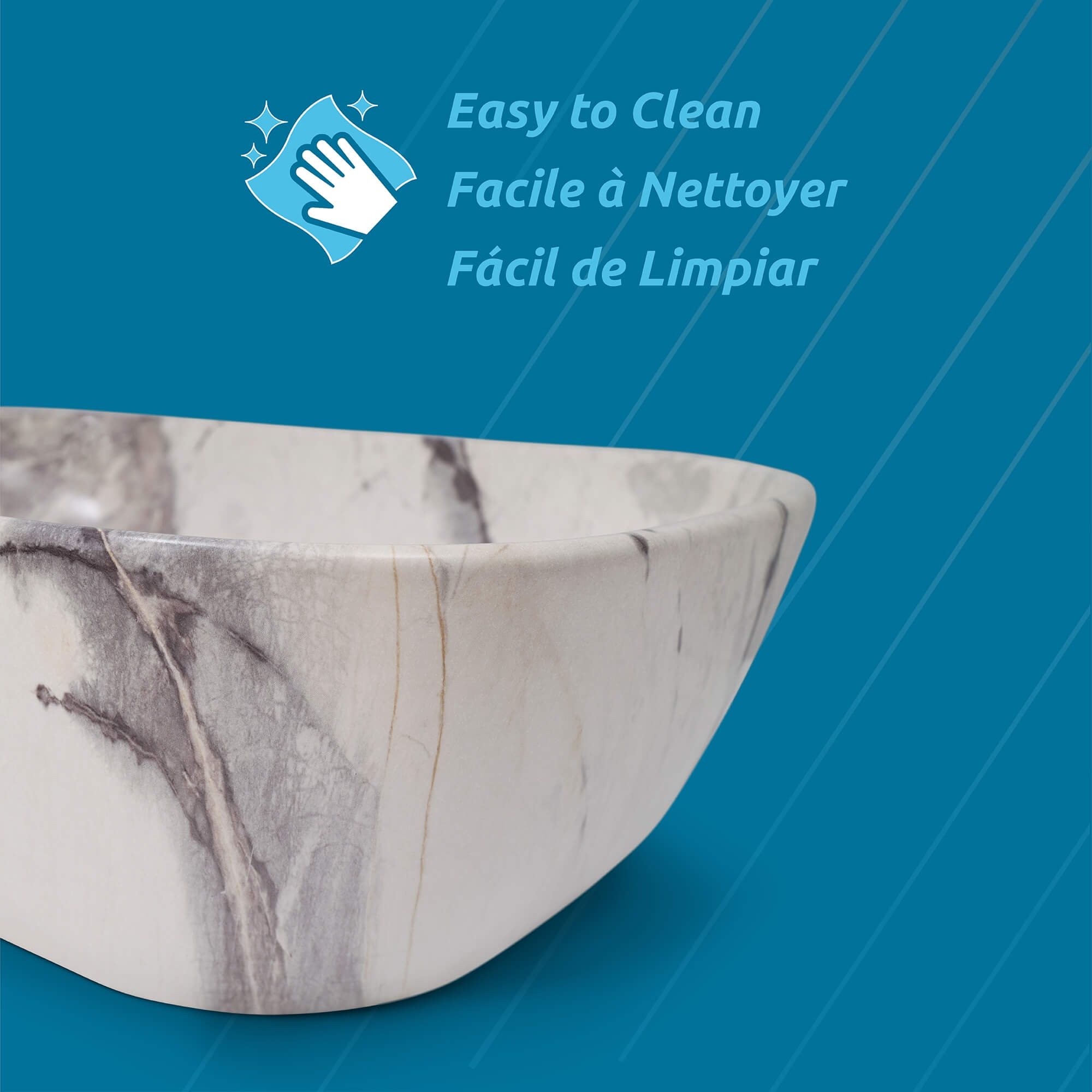 Hydra Rounded Rectangular Ceramic Basin, alternate detail view 3.