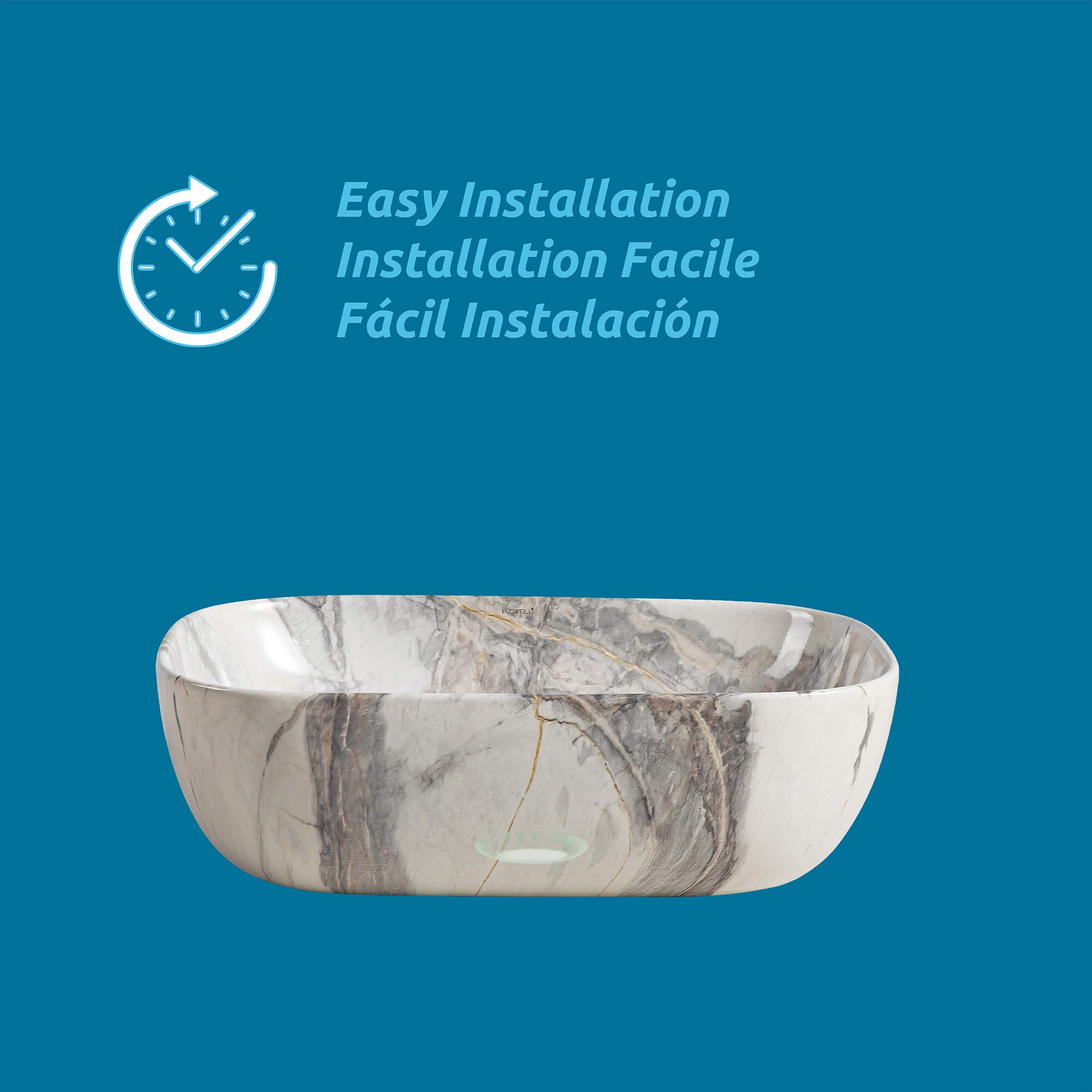Hydra Rounded Rectangular Ceramic Basin, alternate detail view 4.