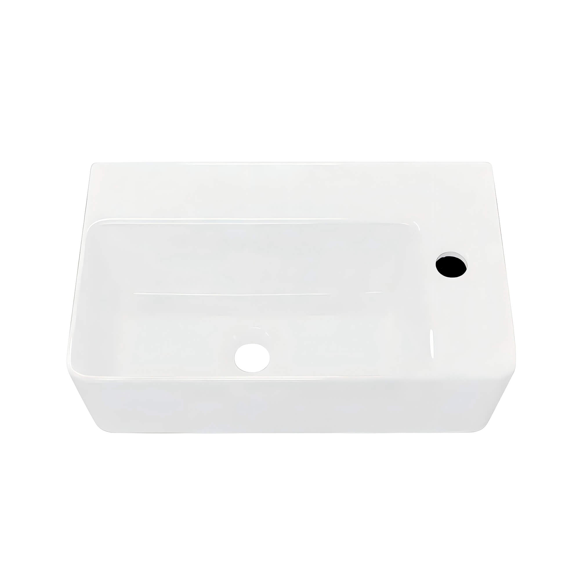 Busan Rectangular Ceramic Basin, front view.