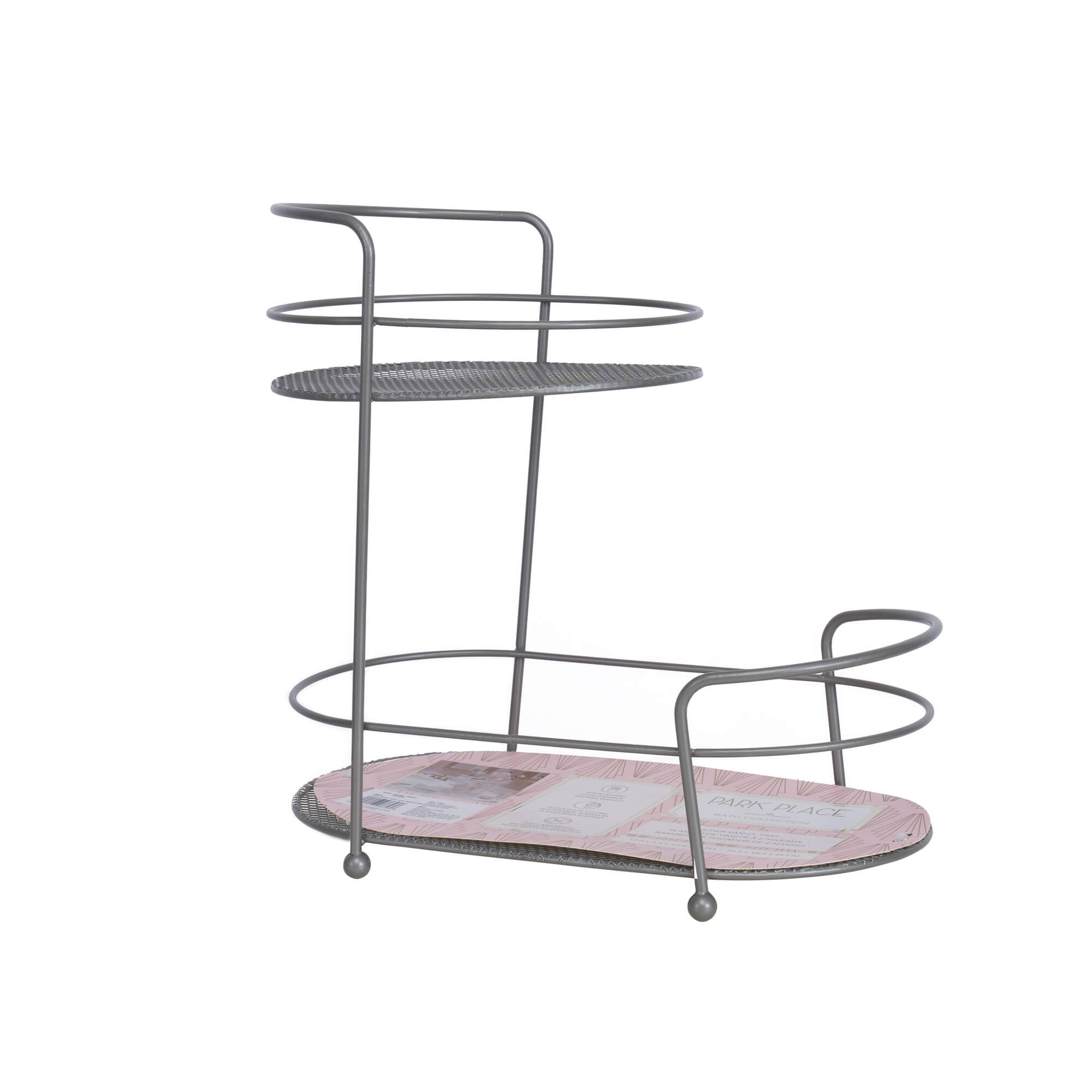 Rya 2-Tier Oval Spa Tower Vanity in Satin Nickel, packaging view.