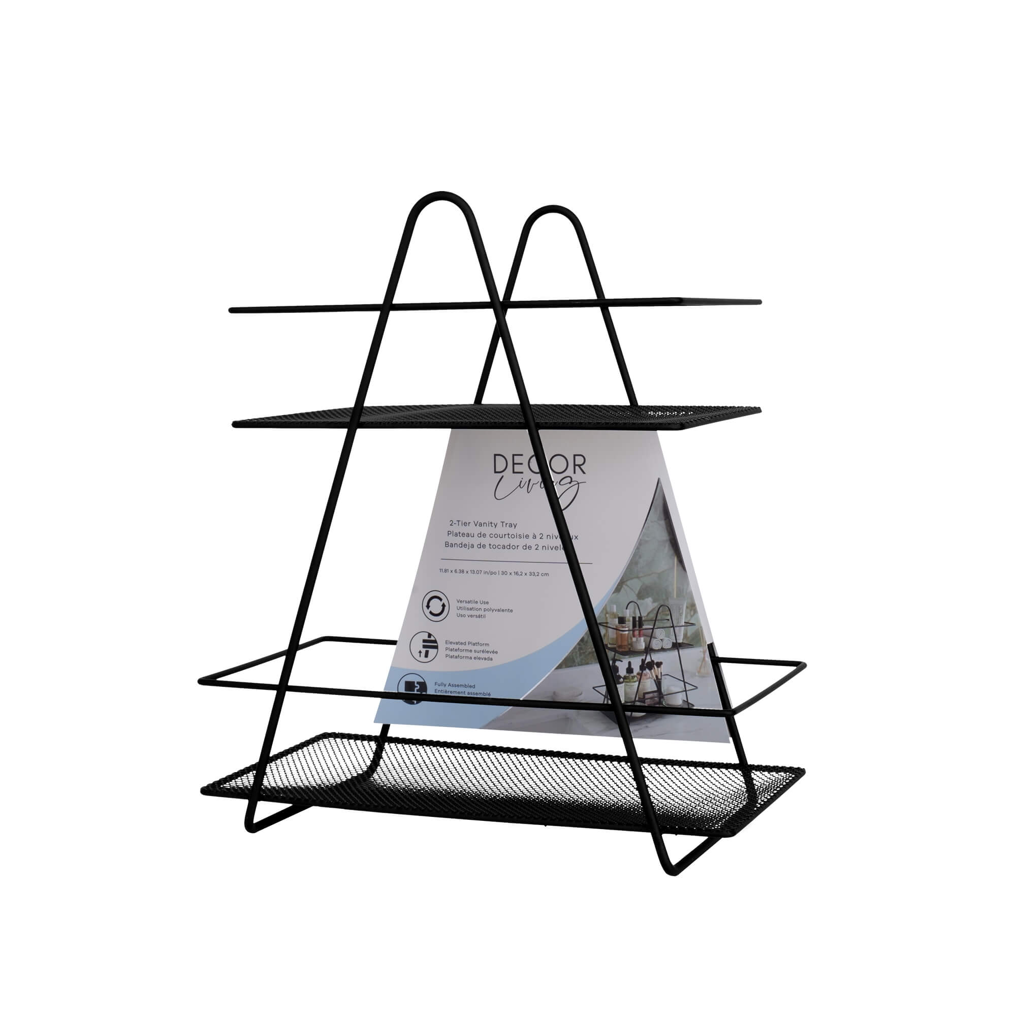 Brego 2-Tier Spa Tower Rectangle Vanity Tray, packaging view.