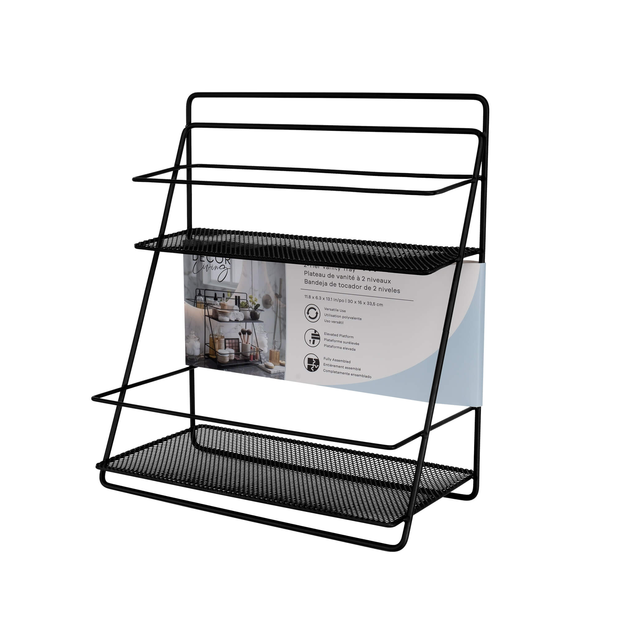 Morween 2-Tier Rectangle Spa Tower Vanity Try in Matte Black, packaging view.