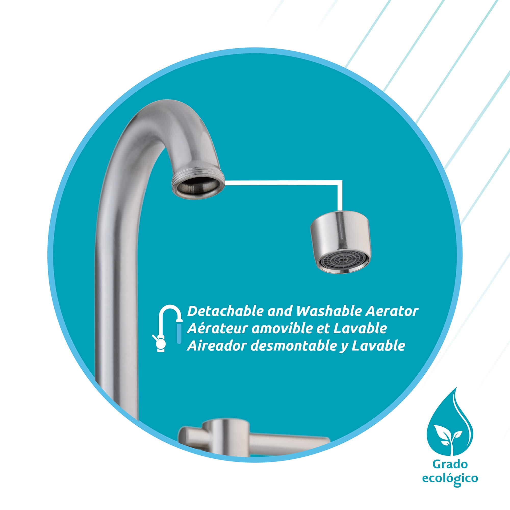 Lucerna 2-Handle Bathroom Faucet in Brushed Nickel, alternate detail view 3.