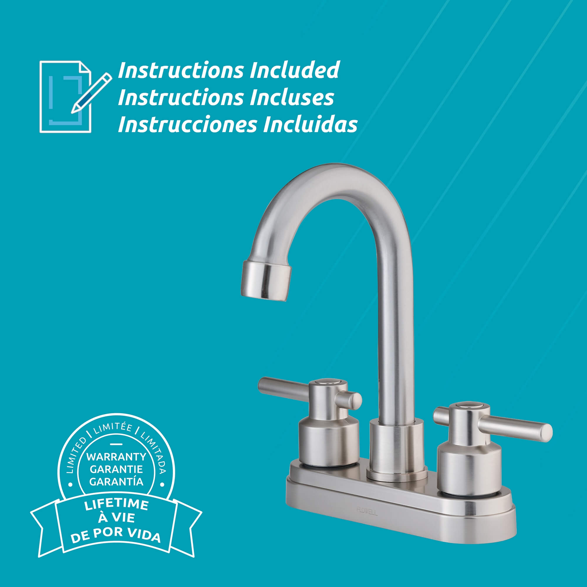 Lucerna 2-Handle Bathroom Faucet in Brushed Nickel, alternate detail view 4.