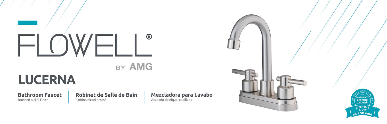 Lucerna 2-Handle Bathroom Faucet in Brushed Nickel, block image 1.