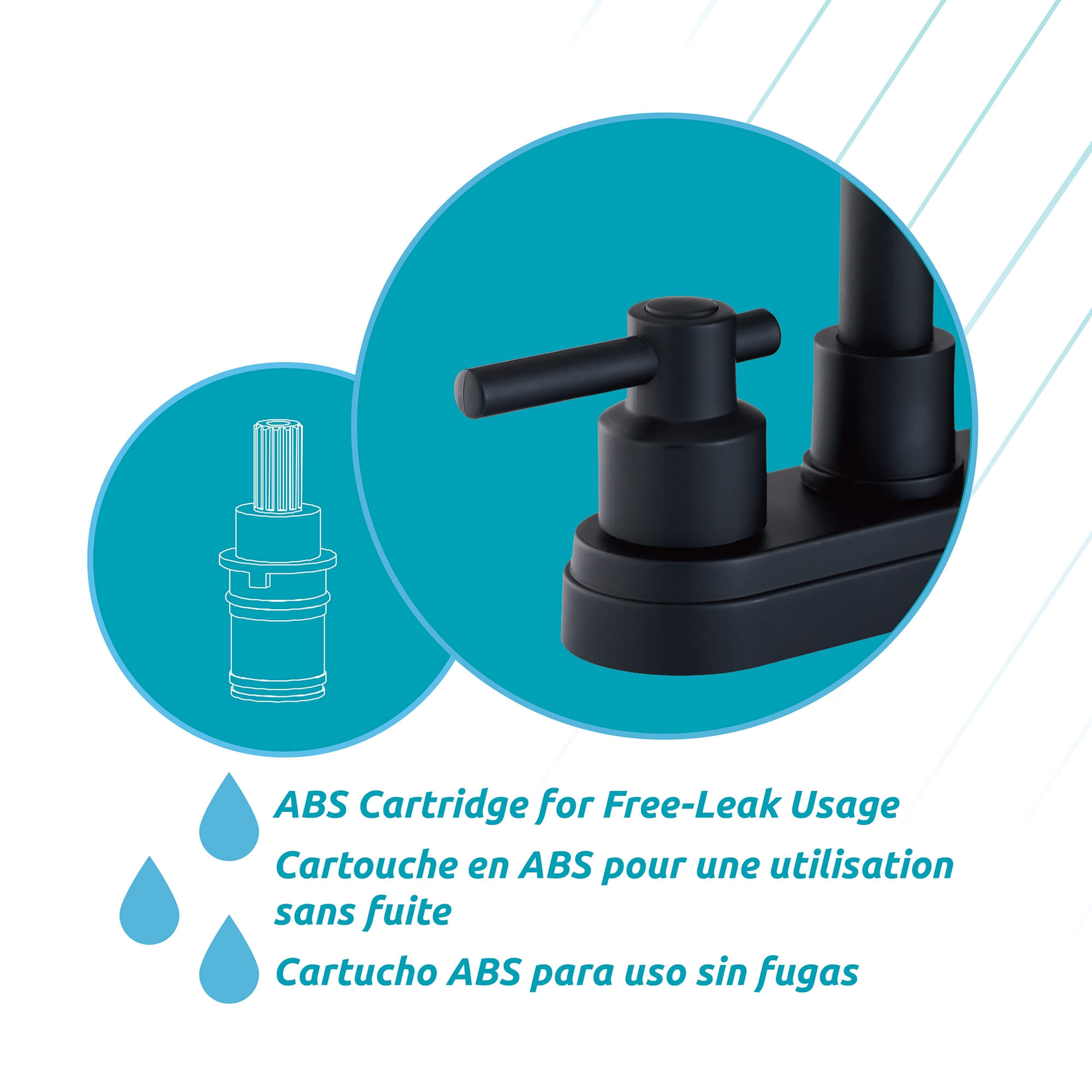 Lucerna 2-Handle Bathroom Faucet in Matte Black, alternate detail view 1.