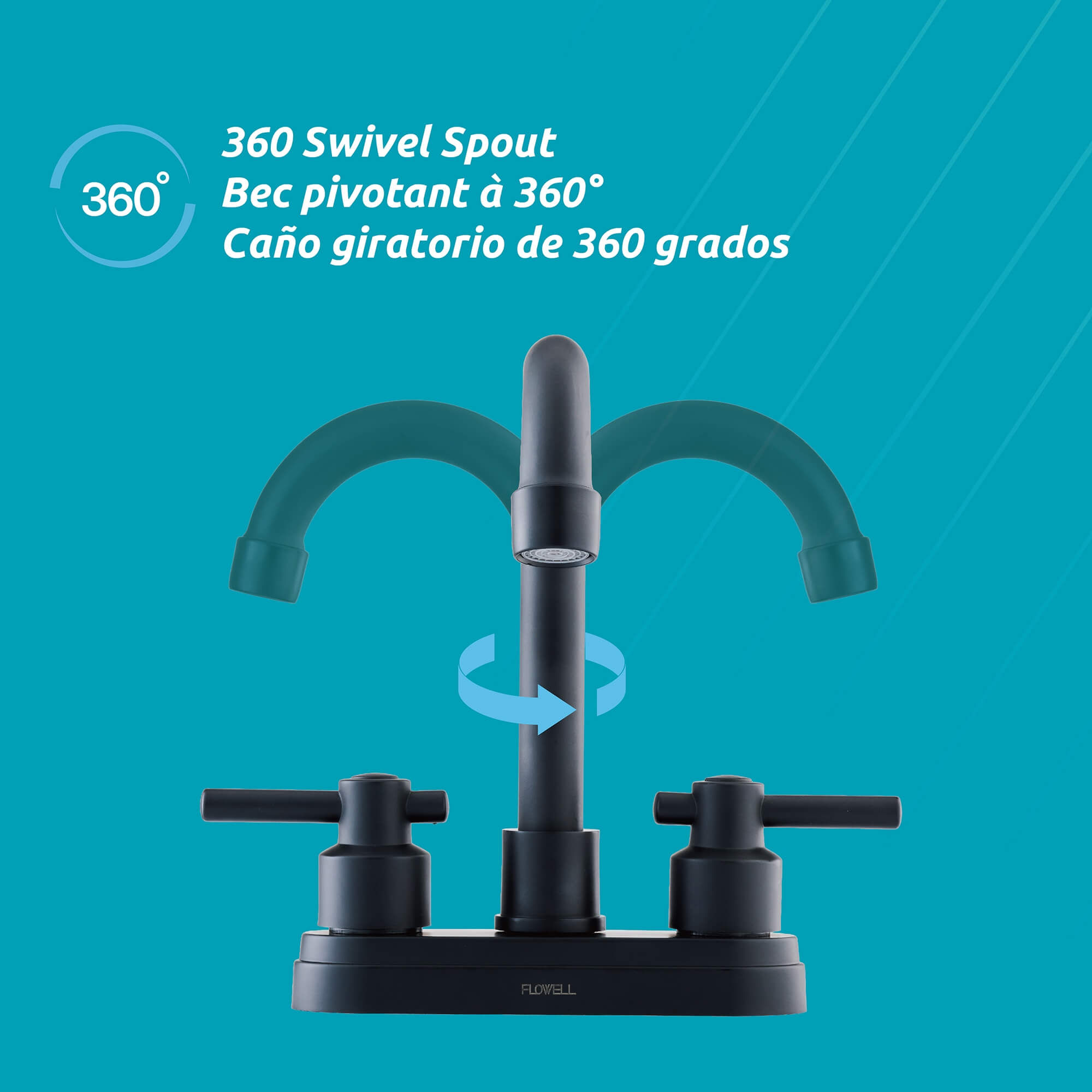 Lucerna 2-Handle Bathroom Faucet in Matte Black, alternate detail view 2.