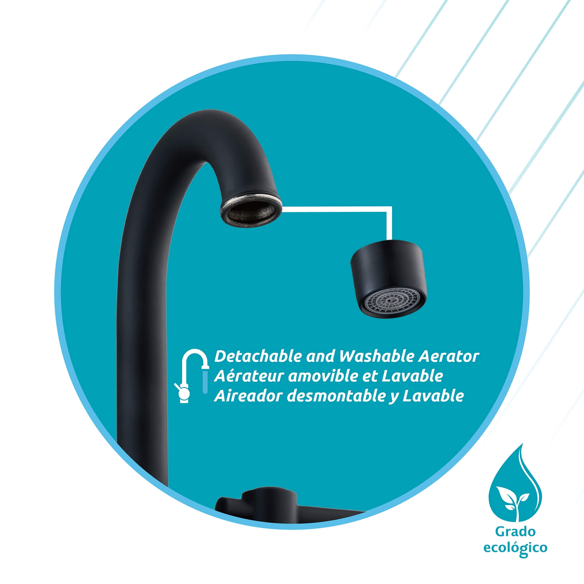 Lucerna 2-Handle Bathroom Faucet in Matte Black, alternate detail view 3.