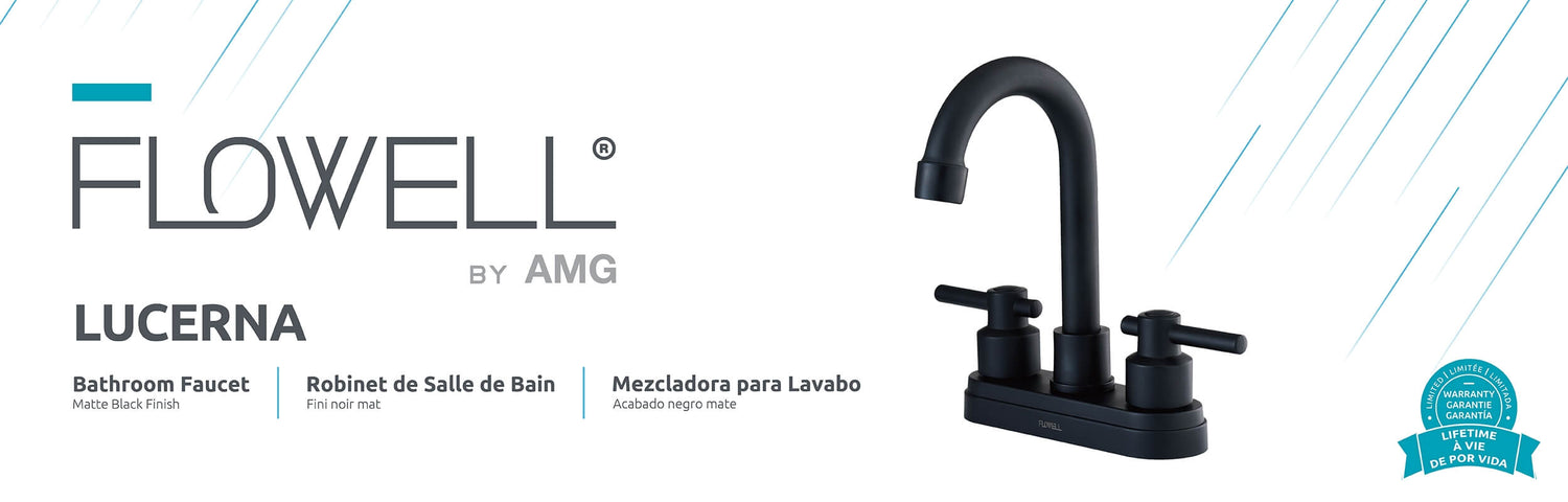 Lucerna 2-Handle Bathroom Faucet in Matte Black, block image 1.