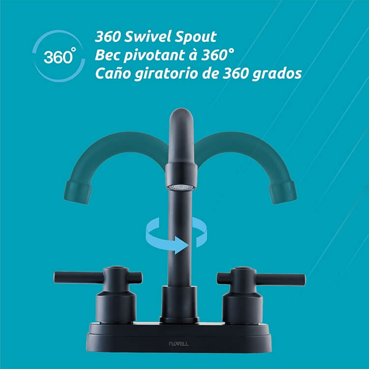 Lucerna 2-Handle Bathroom Faucet in Matte Black, block image 3.