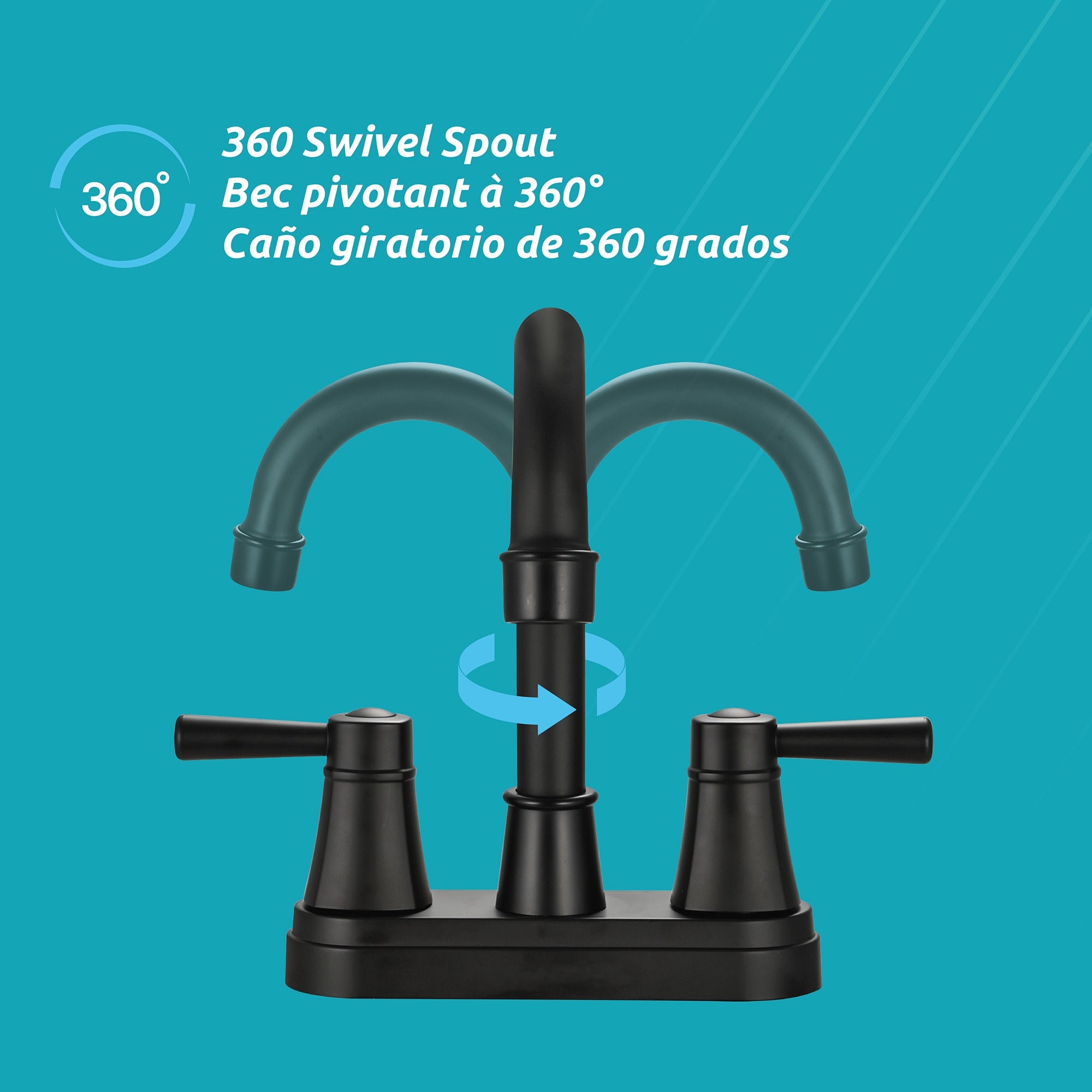 Alba 2-Handle Bathroom Faucet in Matte Black, Attribute Detail View 2.