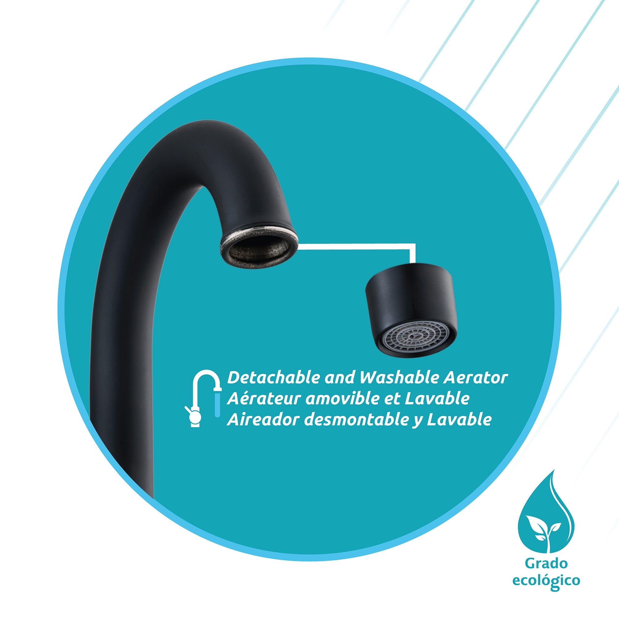 Alba 2-Handle Bathroom Faucet in Matte Black, Attribute Detail View 3.