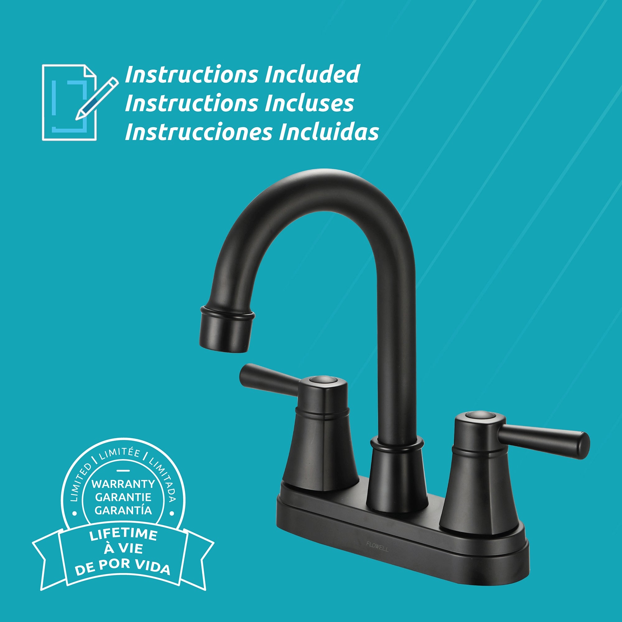 Alba 2-Handle Bathroom Faucet in Matte Black, Attribute Detail View 4.