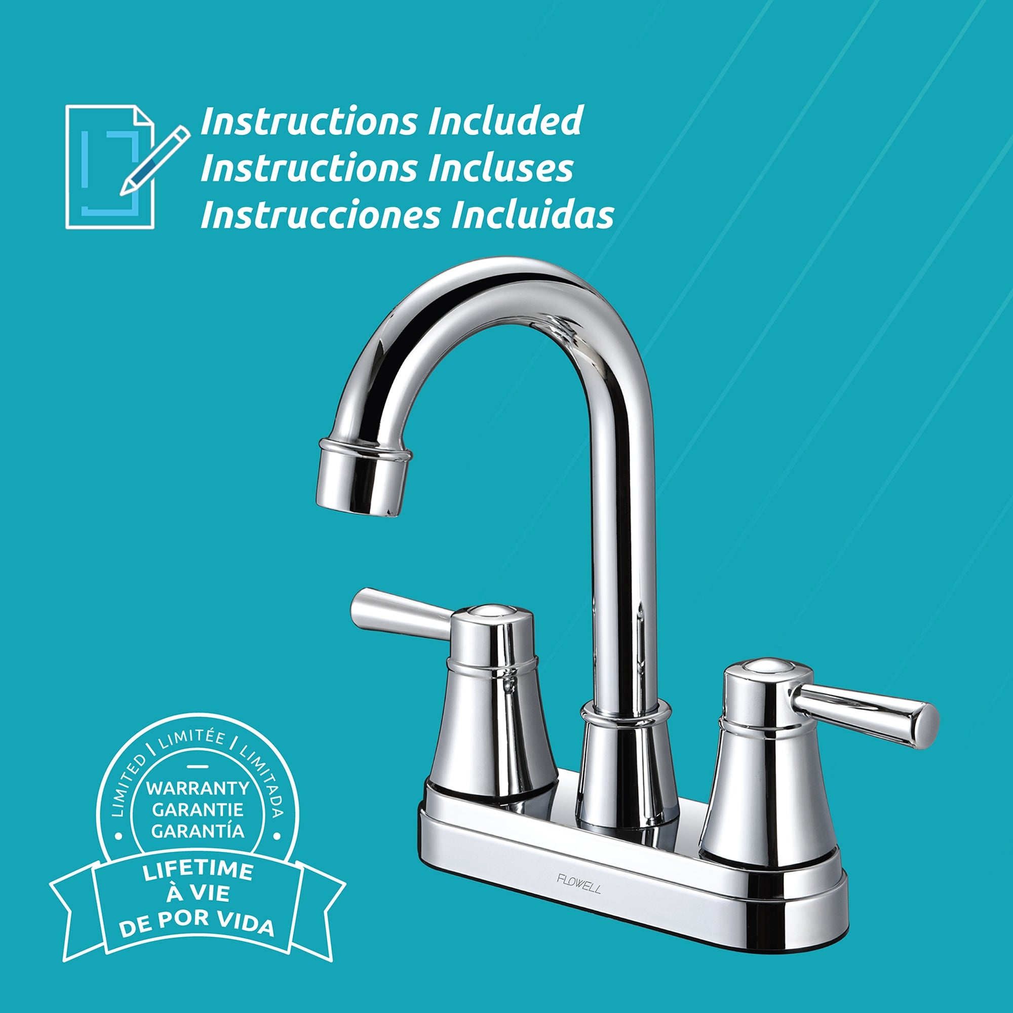 Alba 2-Handle Bathroom Faucet in Polished Chrome, Attribute Detail View 4.
