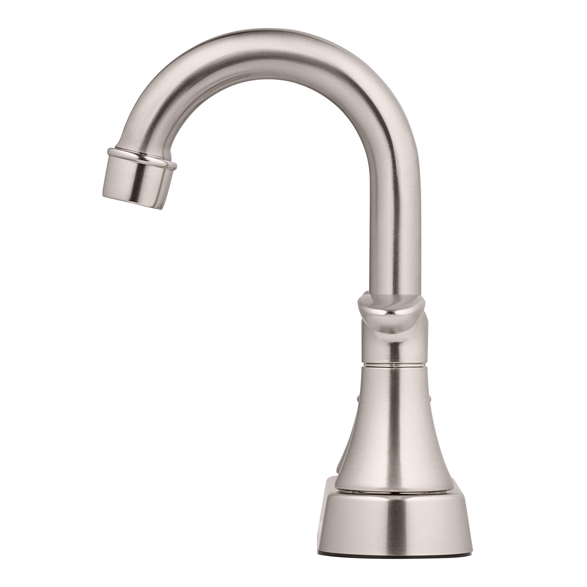 Alexandria 2-Handle Bathroom Faucet in Brushed Nickel, side view.