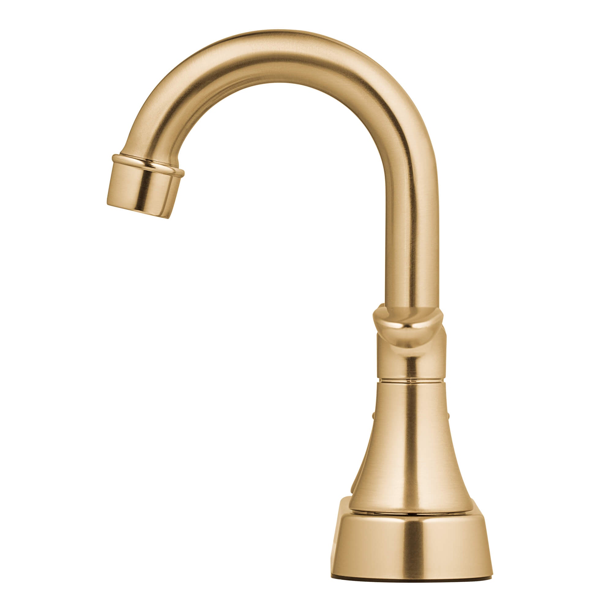 Alexandria 2-Handle Bathroom Faucet in Gold, side view.